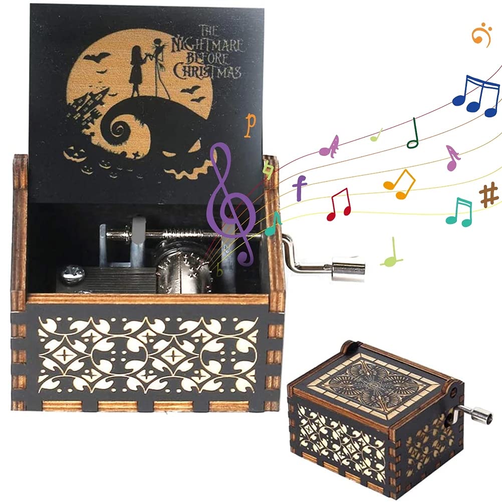 Tvoip Halloween Wooden Hand Crank Musical Box - 'You Are My Sunshine' Music Box for Birthday, Christmas & Anniversary Gifts - Perfect Present for Dad, Mom, Son & Daughter - Charming Home Decor (Evil Witch Design) - Great for Halloween Parties, Nursery Room Decor & Romantic Surprises