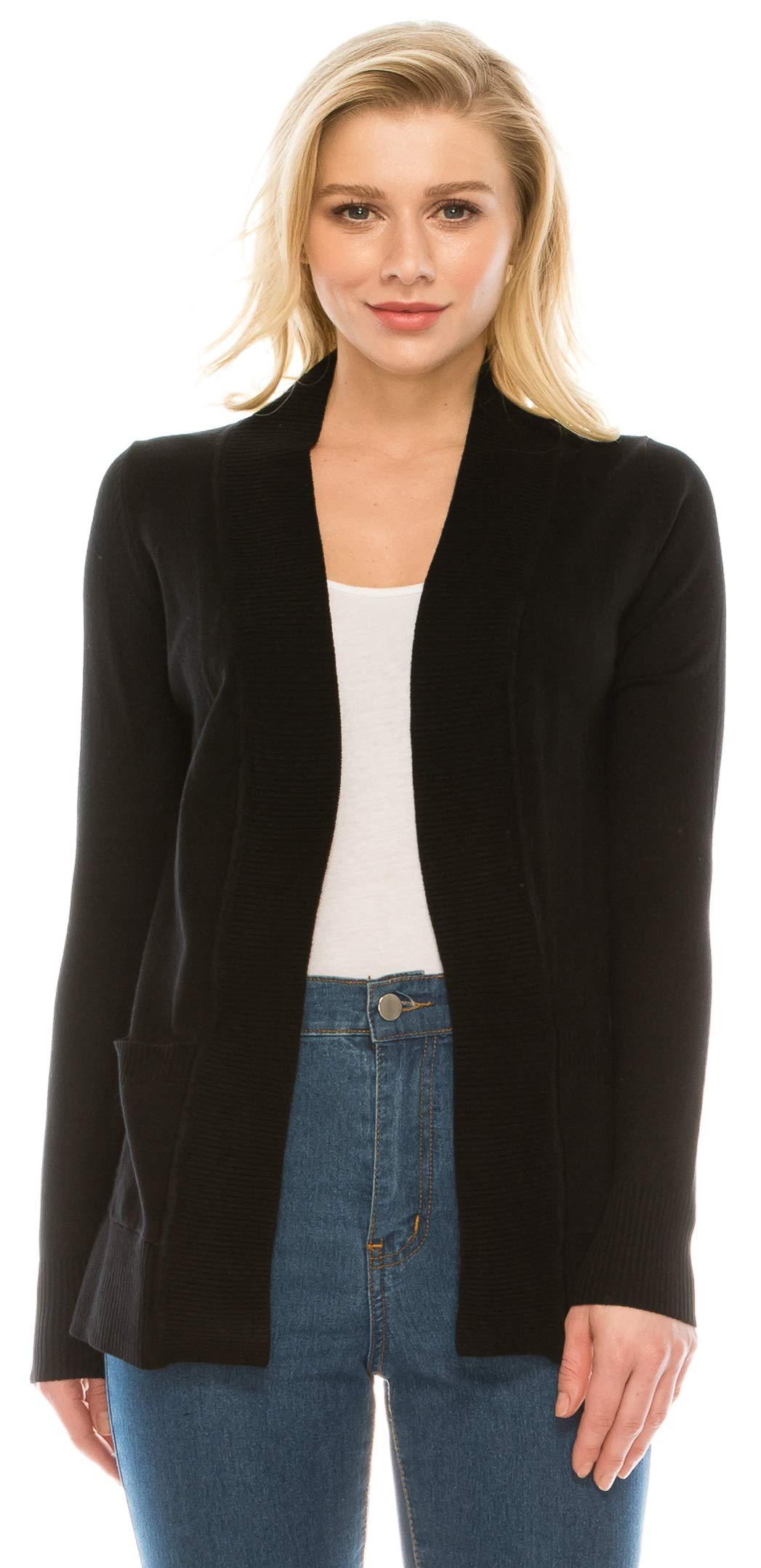 YourStyle Women's Open Front Long Sleeve Classic Knit Cardigan Sweater - Cozy Fall & Winter Layering Piece for Office, Casual Outfits and Date Nights