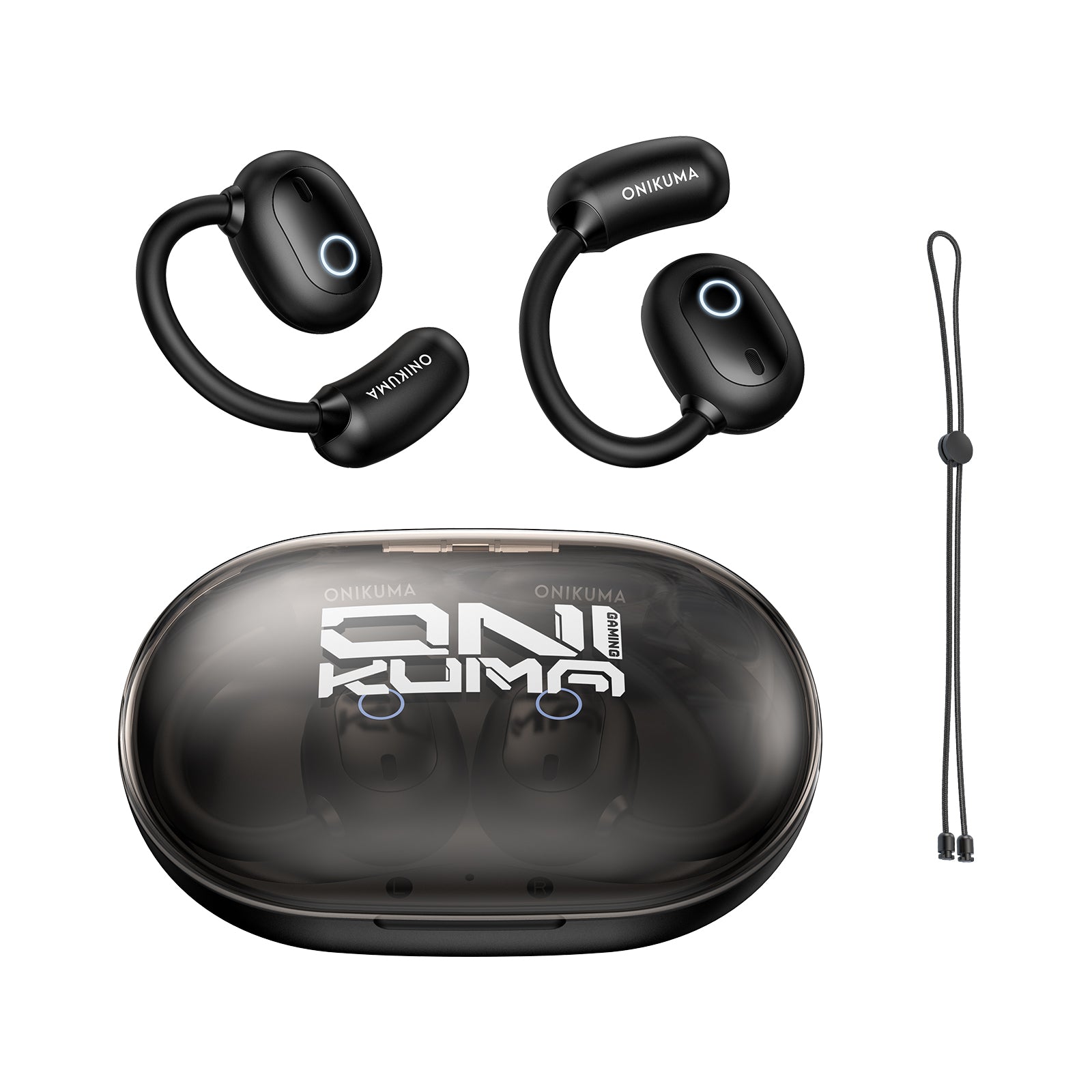 ONIKUMA T25 Wireless Open Ear Bluetooth Headphones - HiFi Stereo Sound, Clear Call Mic, Smart Touch Control, 30H Playtime - Ultra Comfortable Air Conduction Earbuds for Running, Workout, Gym & Outdoor Sports (Black)