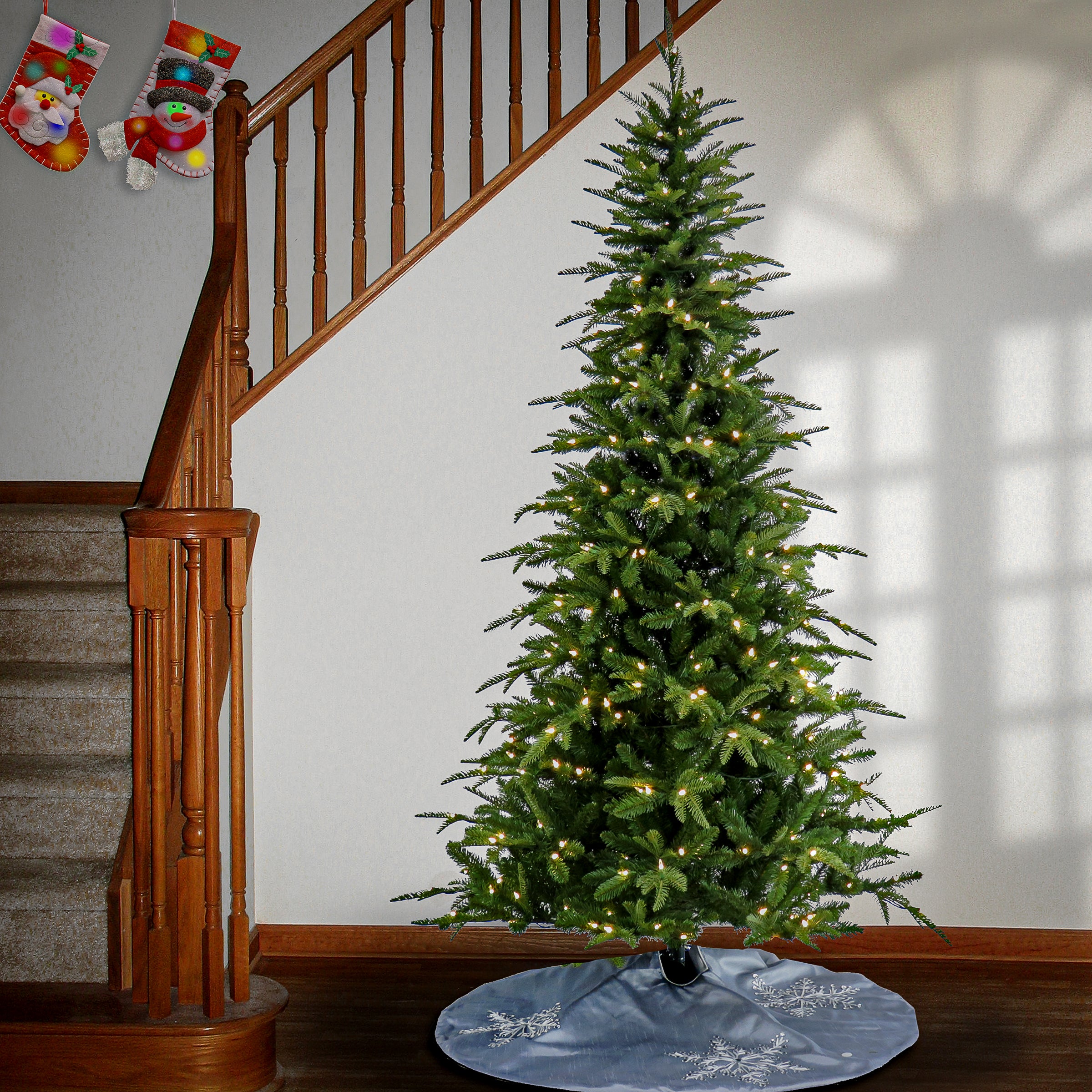 7.5 ft Pre-Lit Artificial Christmas Tree with Warm White LED Lights - Perfect for Home, Office, and Holiday Decorations