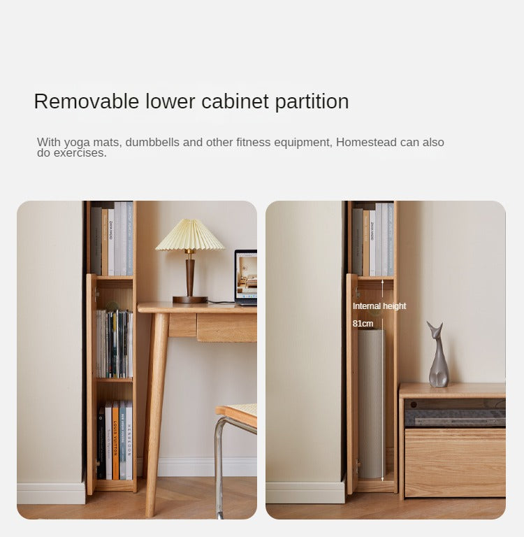 Oak Solid Wood Ultra Narrow Bookcase - Space-Saving Bookshelf for Small Rooms, Apartments & Home Office | Durable & Stylish Storage Solution