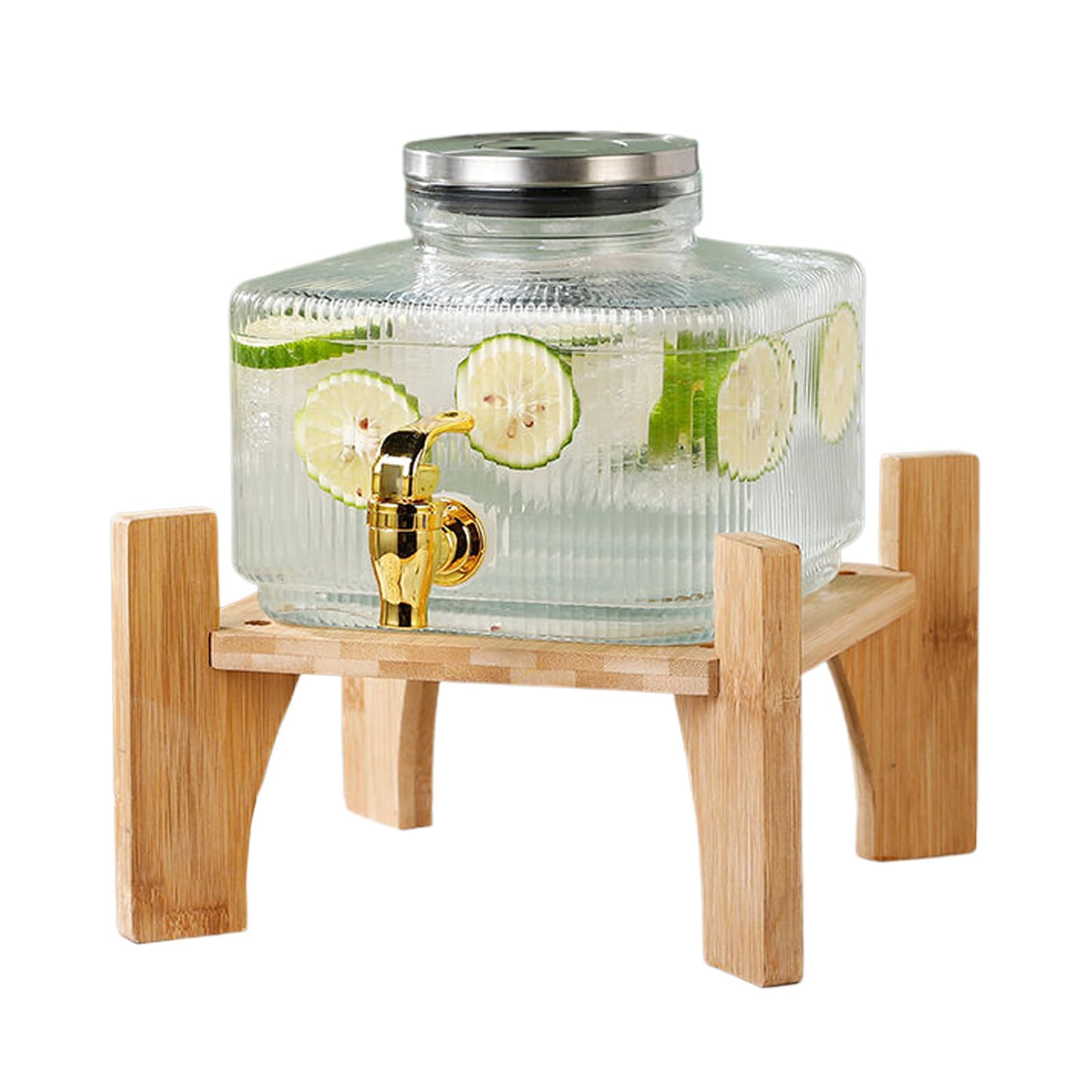 Glass Beverage Dispenser with Stainless Steel Stand & Spigot - 5 Gallon Party Drink Dispenser for Water, Lemonade, Iced Tea - Perfect for Weddings, BBQs, and Outdoor Events