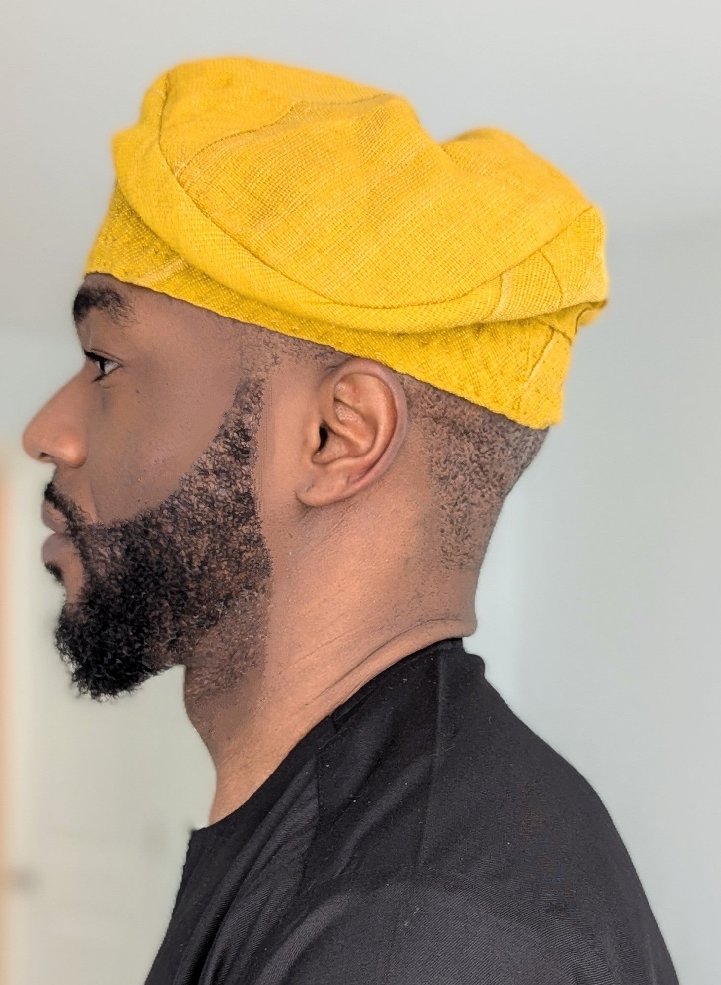 Handwoven Gold Aso Oke Ataare Cap - Traditional Nigerian Kufi Fila Hat for Men | Perfect for Weddings, Cultural Events & Special Occasions | DPAHAGA55