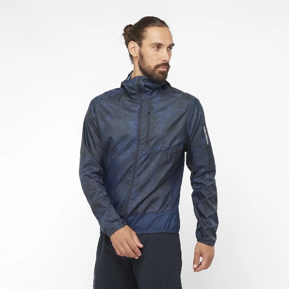 Salomon Men's Bonatti Cross FZ Hoodie - Lightweight Water-Resistant Hiking Jacket for Outdoor Adventures & Trail Running