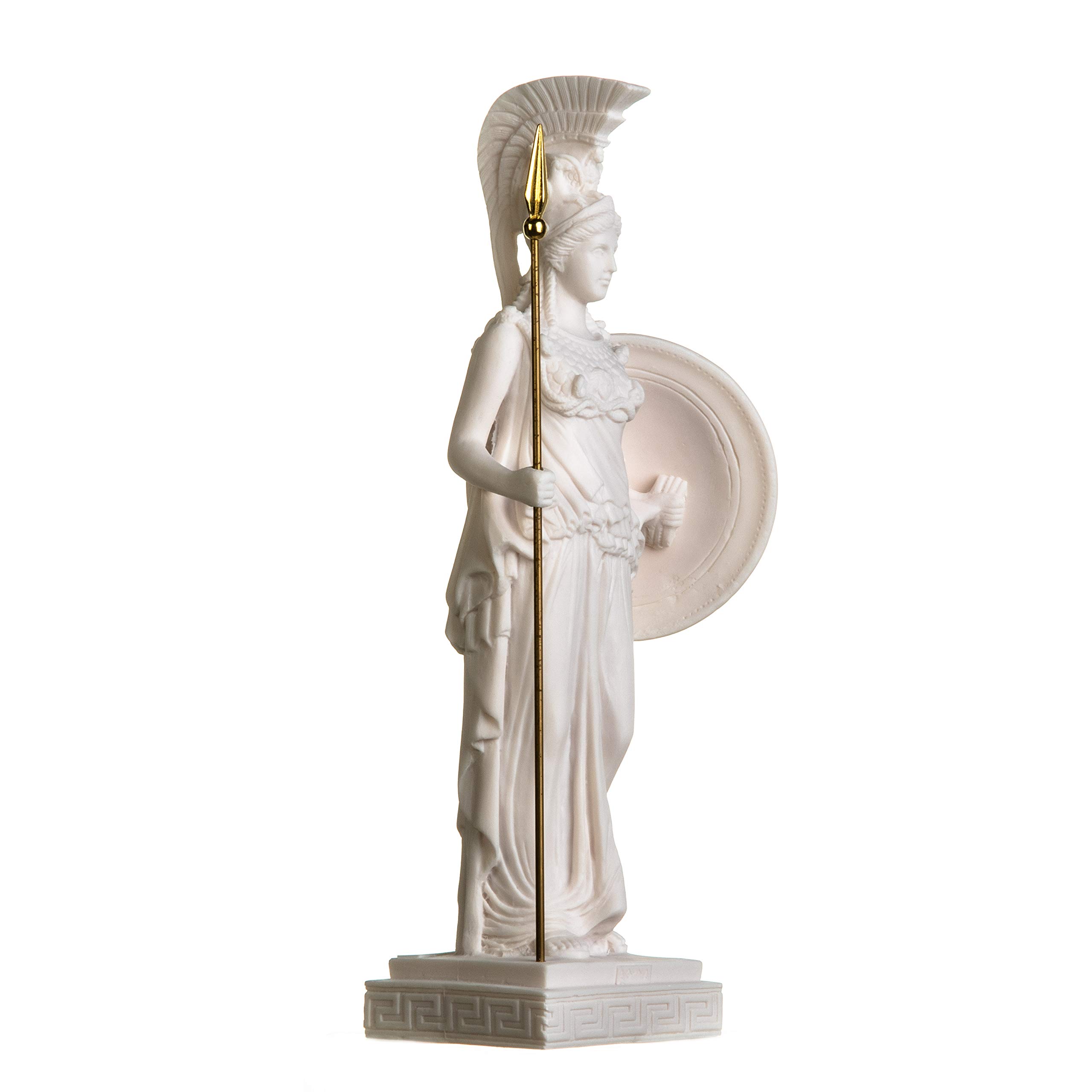 Athena Goddess of Wisdom, Handicraft & War Statue - 18.5 Inch Alabaster Sculpture with Shield | Greek Mythology Decor for Home, Office & Gift