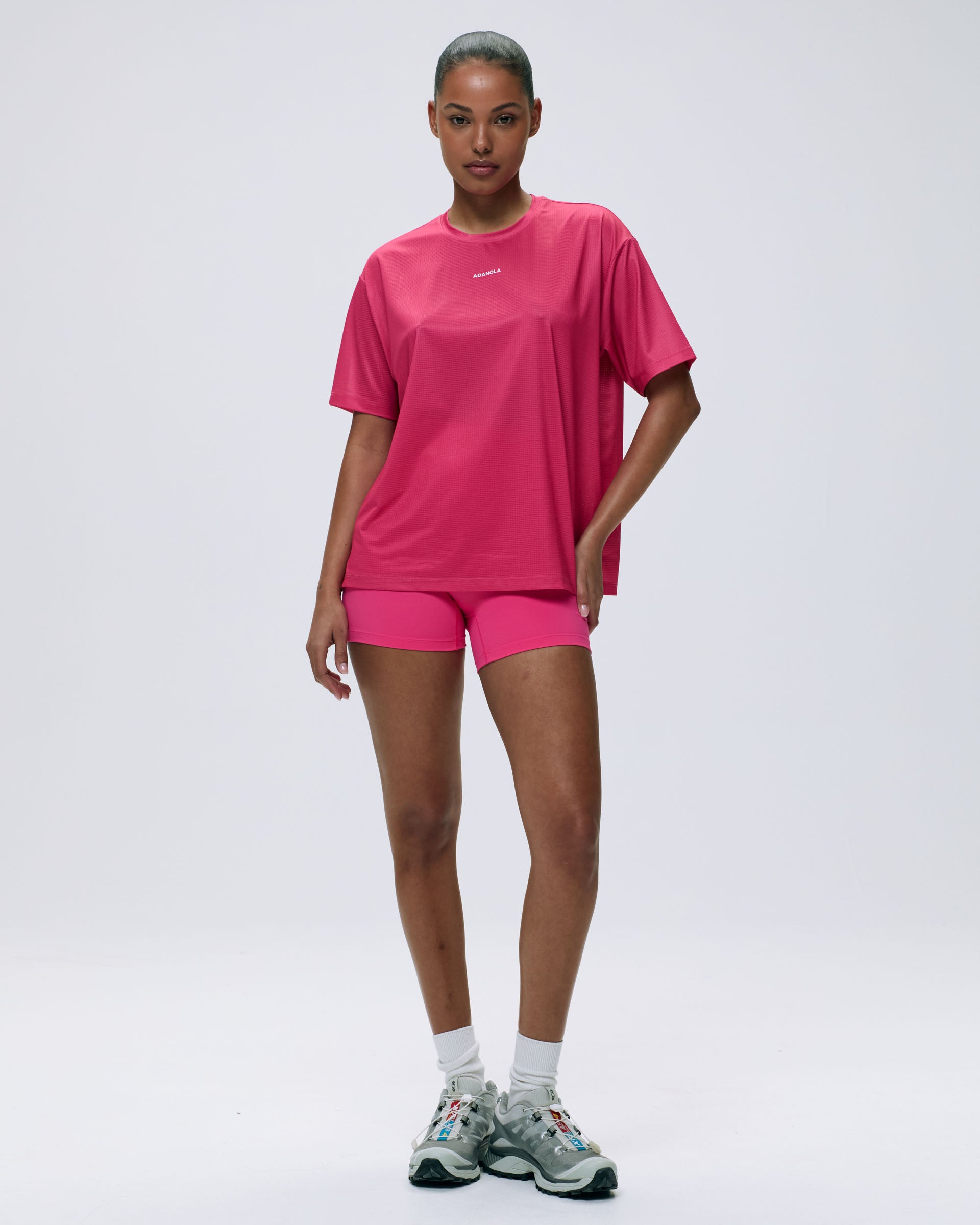 Breathable Mesh Active T-Shirt for Women - Hot Pink | Workout, Running & Gym Performance Top