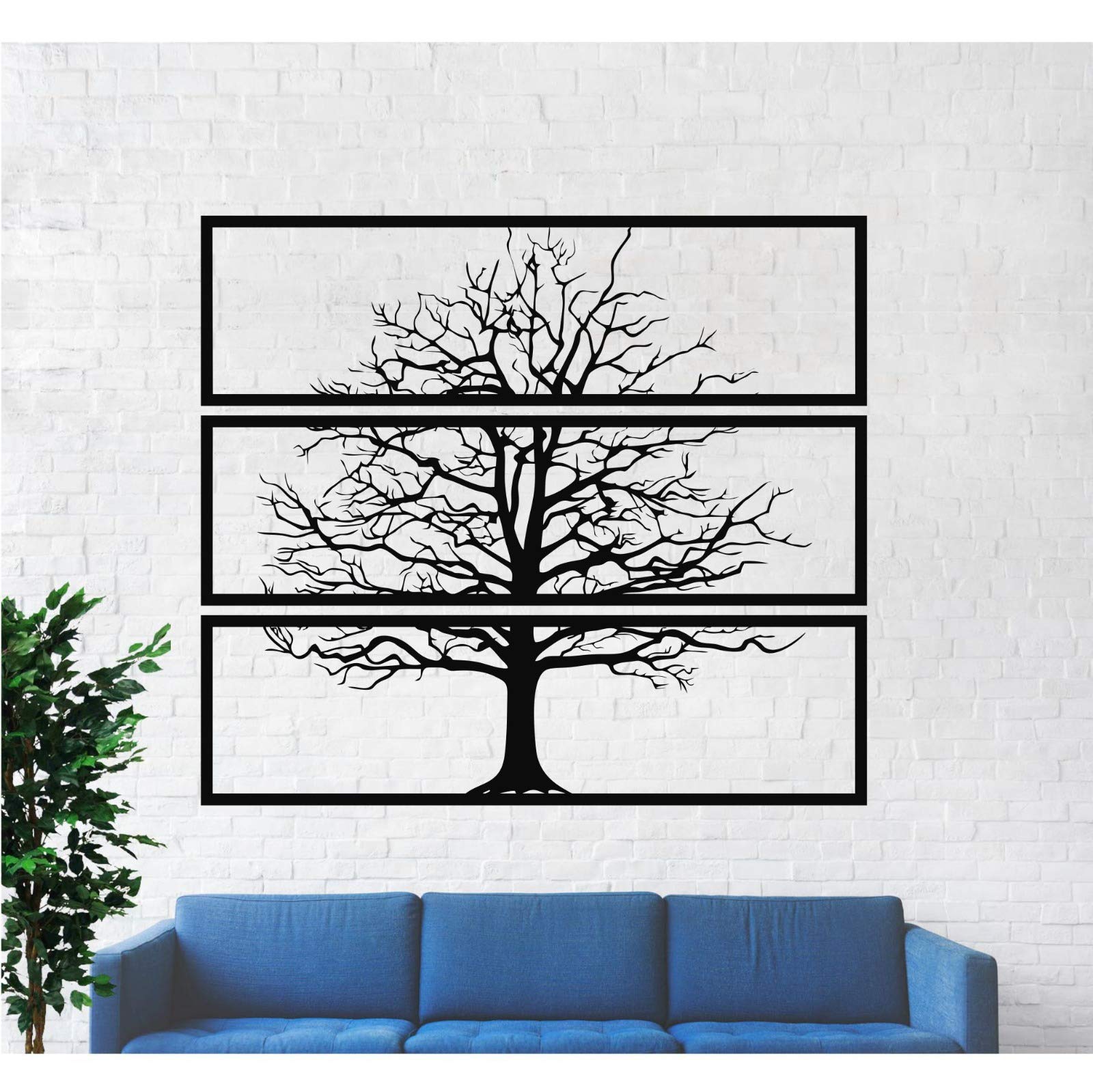 DEKADRON Metal Tree Wall Art Set of 3 Panels - Modern Home Decor for Living Room, Bedroom & Office - 39