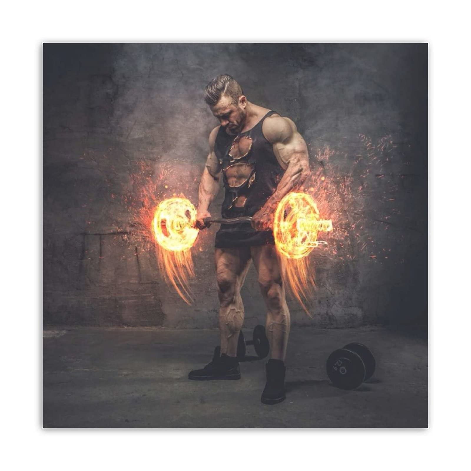 Macho Man Fitness Gym Posters - Cool Canvas Wall Art for Men's Bedroom, Office & Home Decor - Unframed 20x20 inch (50x50cm) - Perfect Gift for Bodybuilders & Fitness Enthusiasts - Ideal for Gym, Man Cave & Workout Room Inspiration