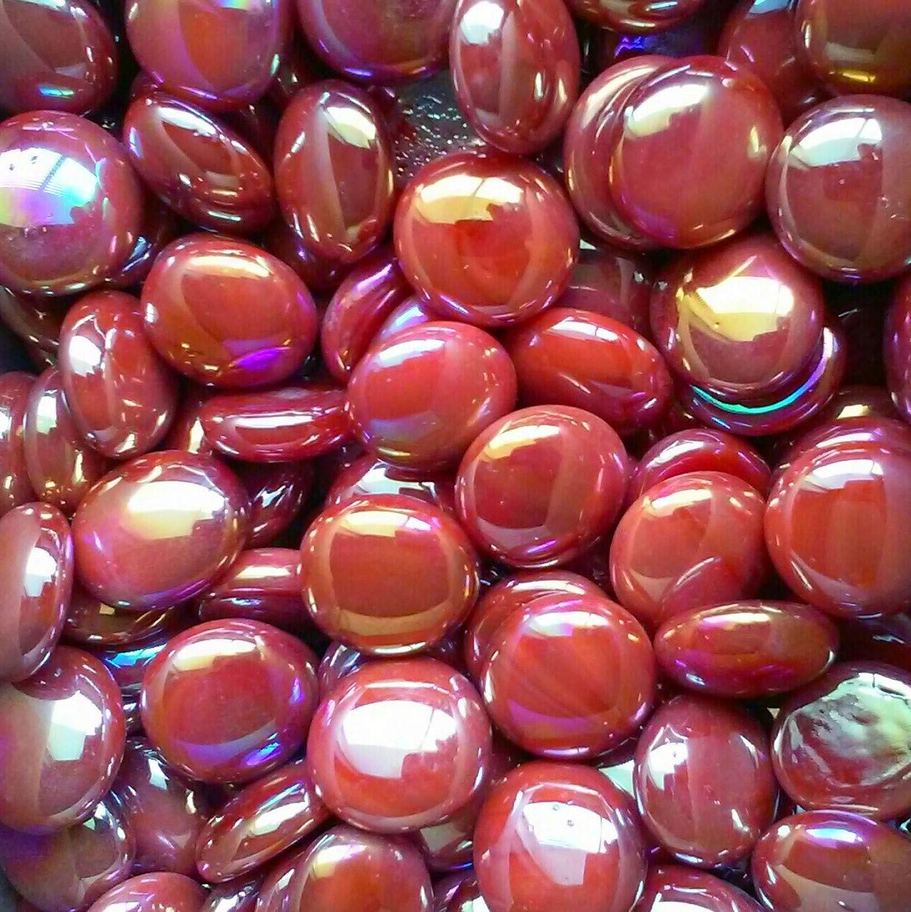 Glass Gems Vase Fillers - 4 LB Opal Red Iridescent Medium Stones for Home Decor, Wedding Centerpieces & Floral Arrangements