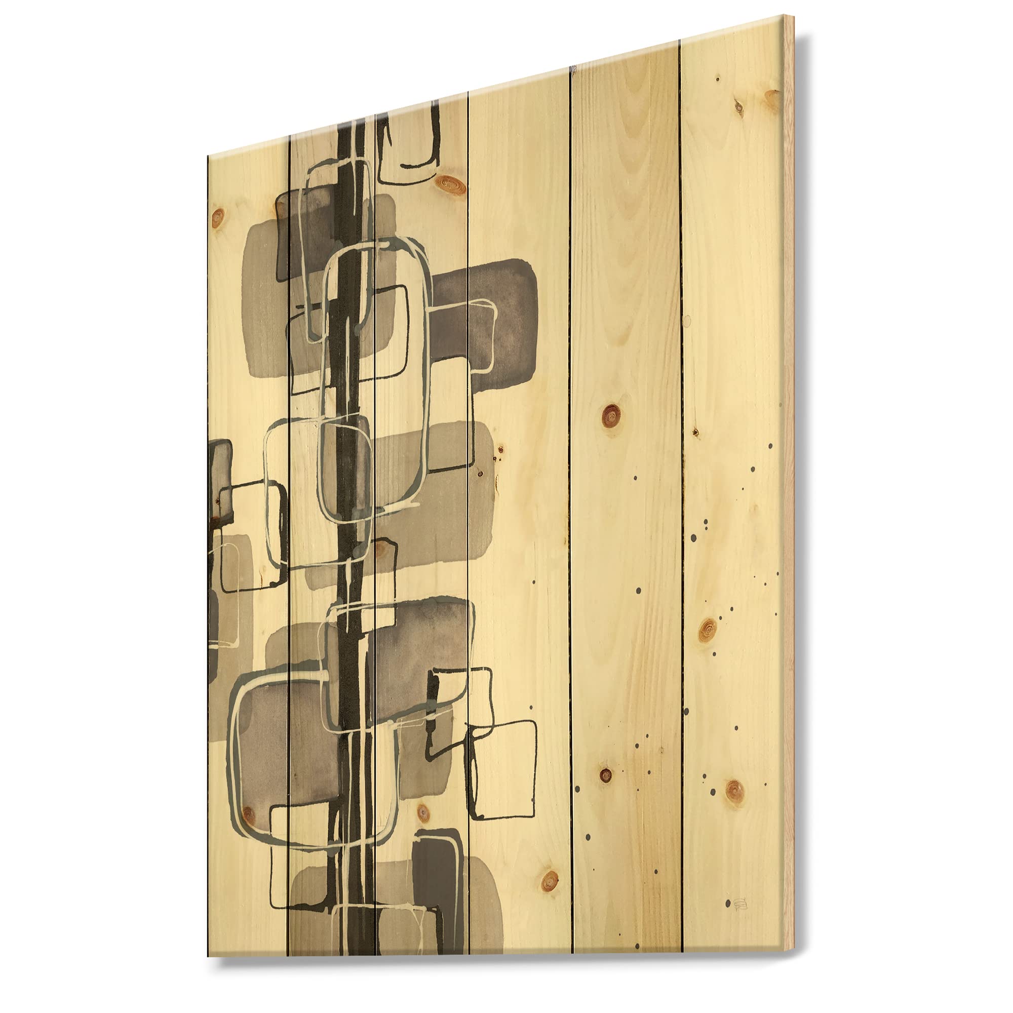 DesignQ Glam Dancing Shape IV Modern & Contemporary Wood Wall Decor - Black Abstract Wood Wall Art Panel - Large Natural Pine Wood Art for Living Room, Bedroom & Office Decor