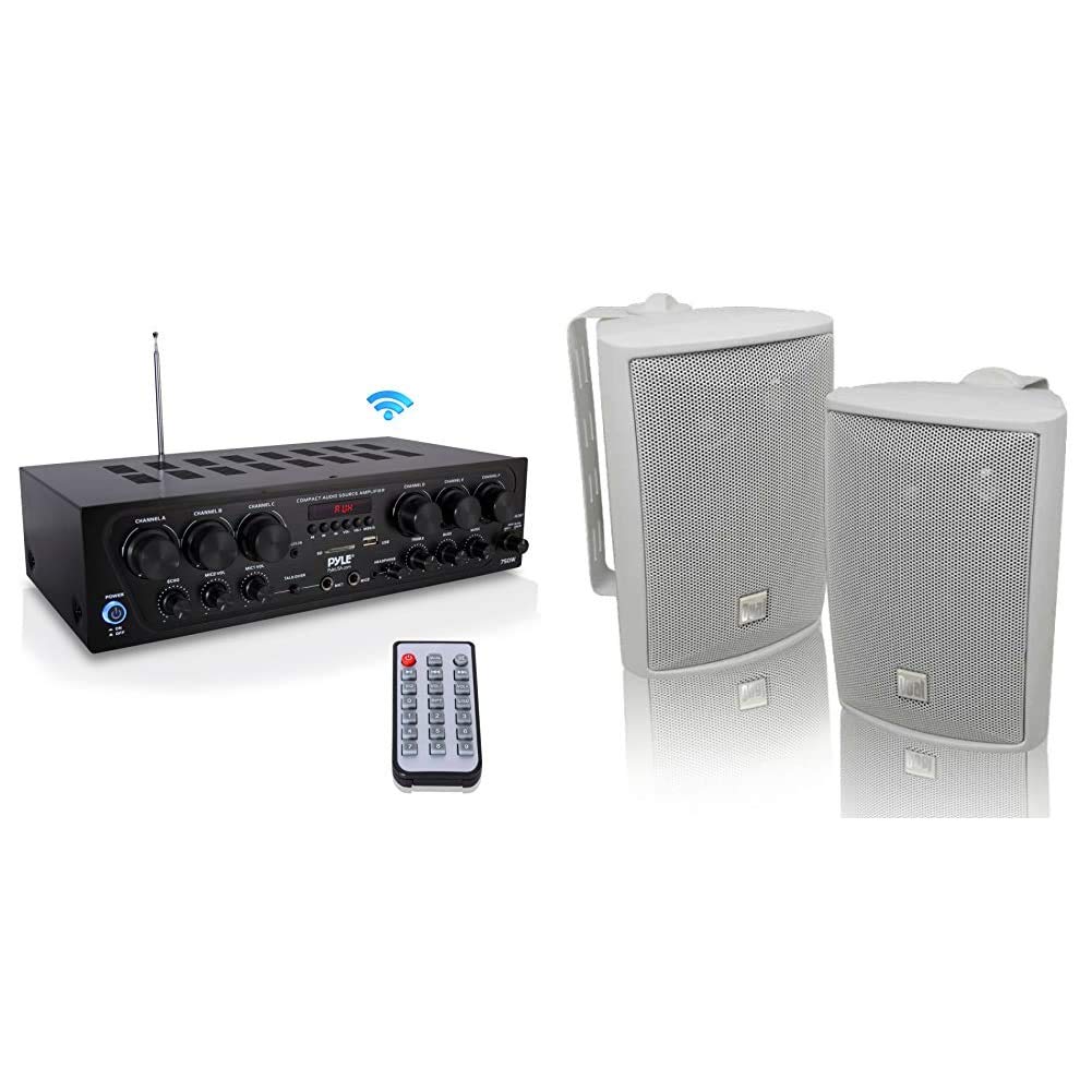 Upgraded 2018 6-Channel 750W Bluetooth Home Audio Amplifier System - Wireless Stereo Receiver with Dual Electronics LU43PW 3-Way Indoor/Outdoor Speakers | Perfect for Home Theater, Patio Parties & Multi-Room Audio