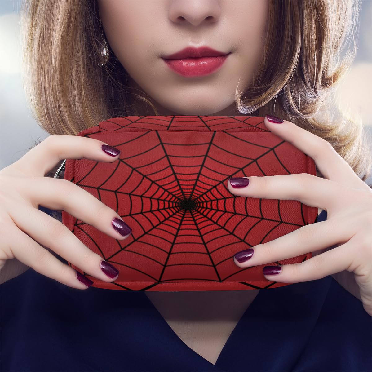 Waterproof Travel Toiletry Bag for Women & Men - Cute Small Cosmetic Organizer with Spider Web Design - Perfect for Makeup, Shaving & Toiletries on Vacation, Business Trips & Gym Use