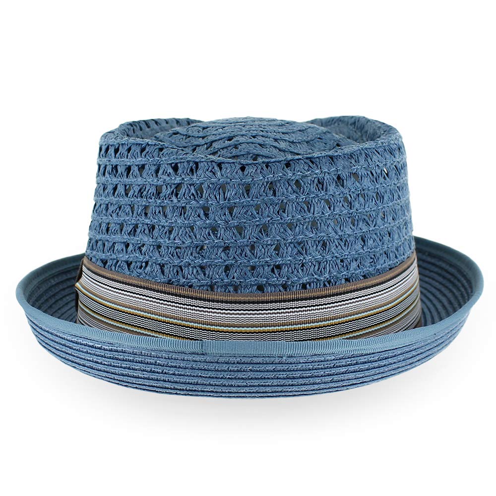 Summer Straw Porkpie Hat for Men & Women - Blue, Tan, Black | Beach & Outdoor