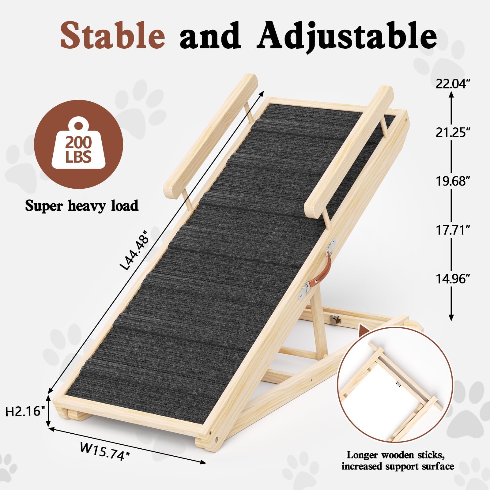 Folding Dog Ramp for Bed & Car - Adjustable 44.48