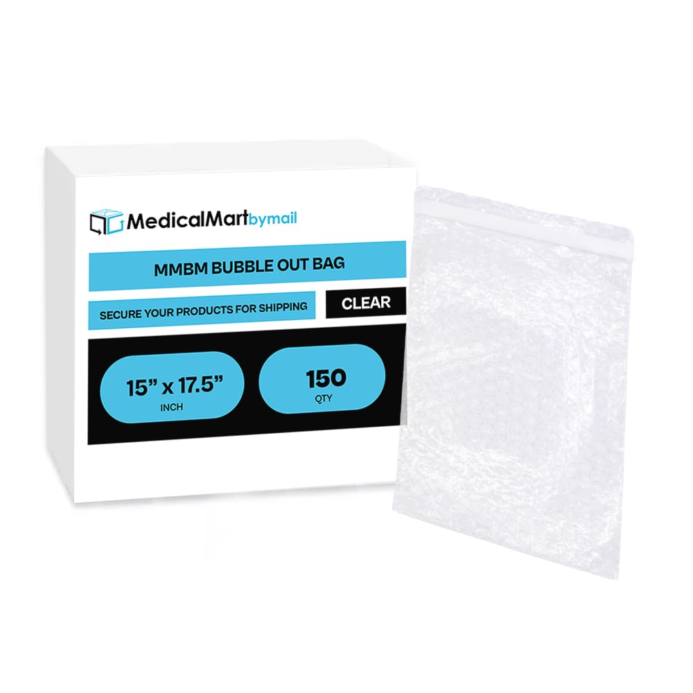 MMBM 15x17.5 Inch Clear Bubble Pouches - 150 Pack Self-Seal Air Cushion Bags for Moving & Shipping | Protective Packaging for Fragile Items, Glassware, Electronics | No Tape Needed Bubble Wrap Alternative