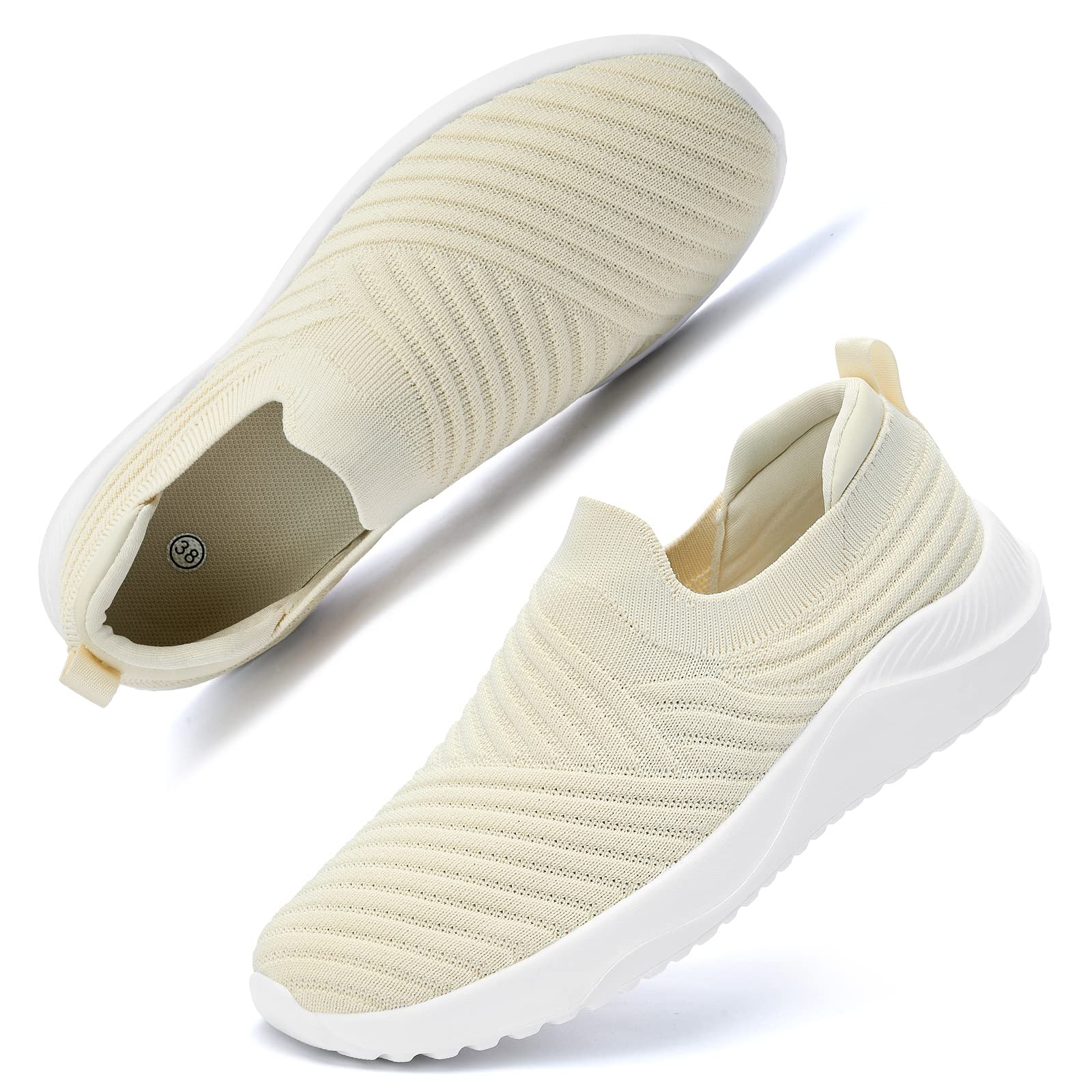 PPQ Women's Walking Shoes - Lightweight Slip-On Sneakers with Knitted Mesh, No Laces, Slip-Resistant & Comfortable for Nurses, Work & Casual Wear | Perfect for Hospital Shifts, Daily Errands & Walking