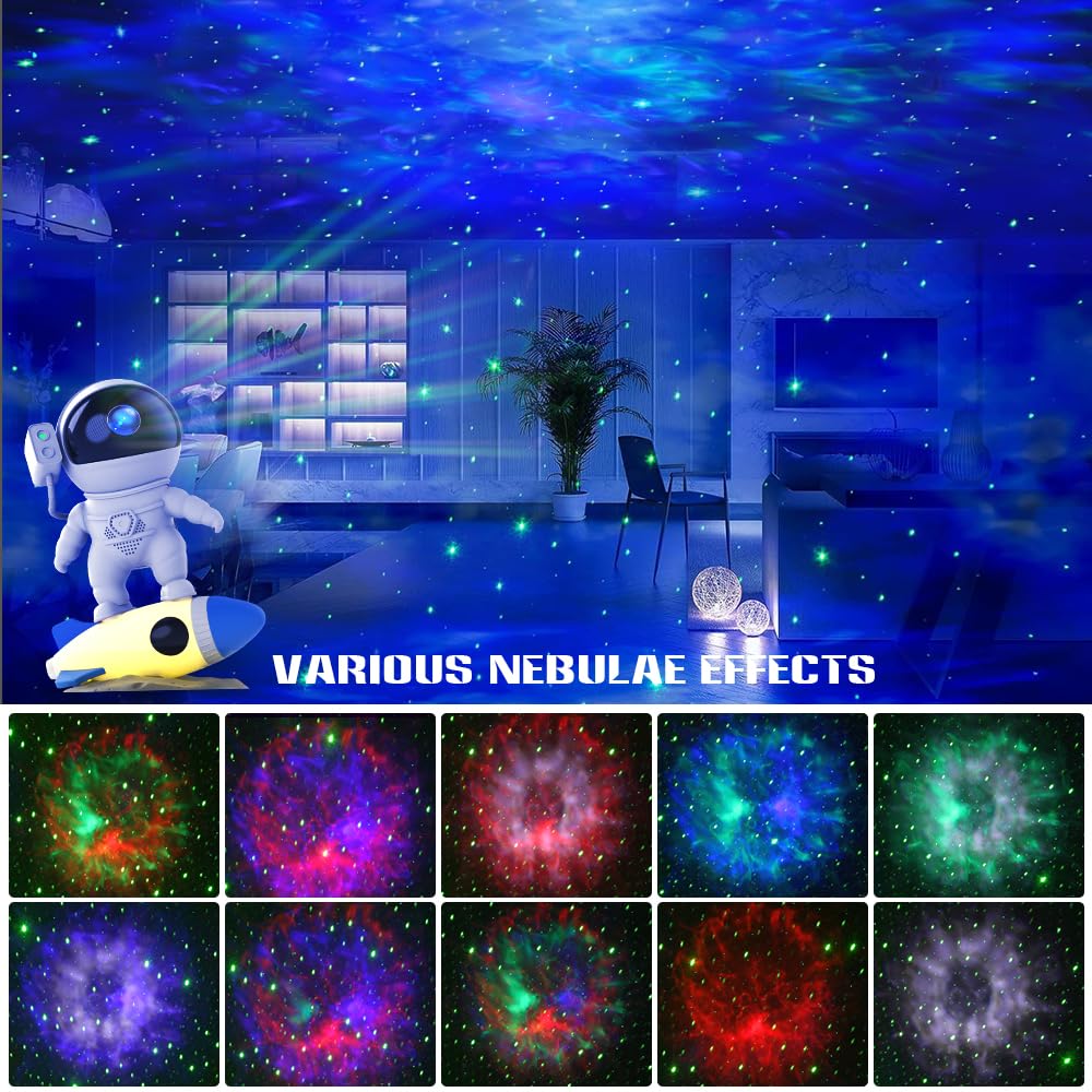 Galaxy Projector for Bedroom - Bluetooth Star Projector with Nebula Lights & White Noise, Astronaut Night Light for Kids & Adults, Remote Control & Auto Timer - Perfect for Relaxation, Meditation & Nursery Room Decor