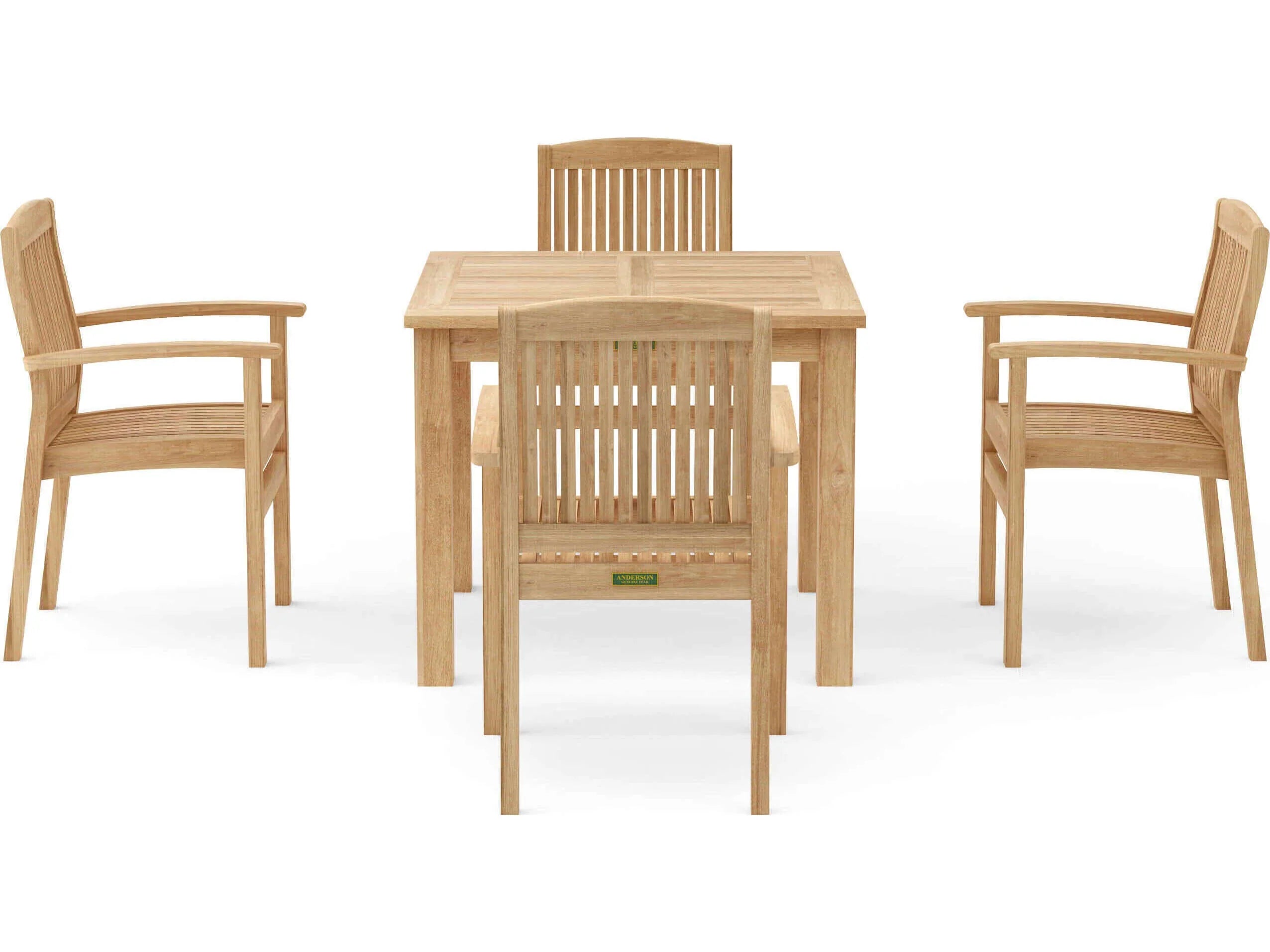 Anderson Teak 5-Piece Outdoor Bistro Table and Chairs Set - Weather-Resistant Patio Dining Furniture for Garden, Deck, Poolside & Backyard (SET 21)