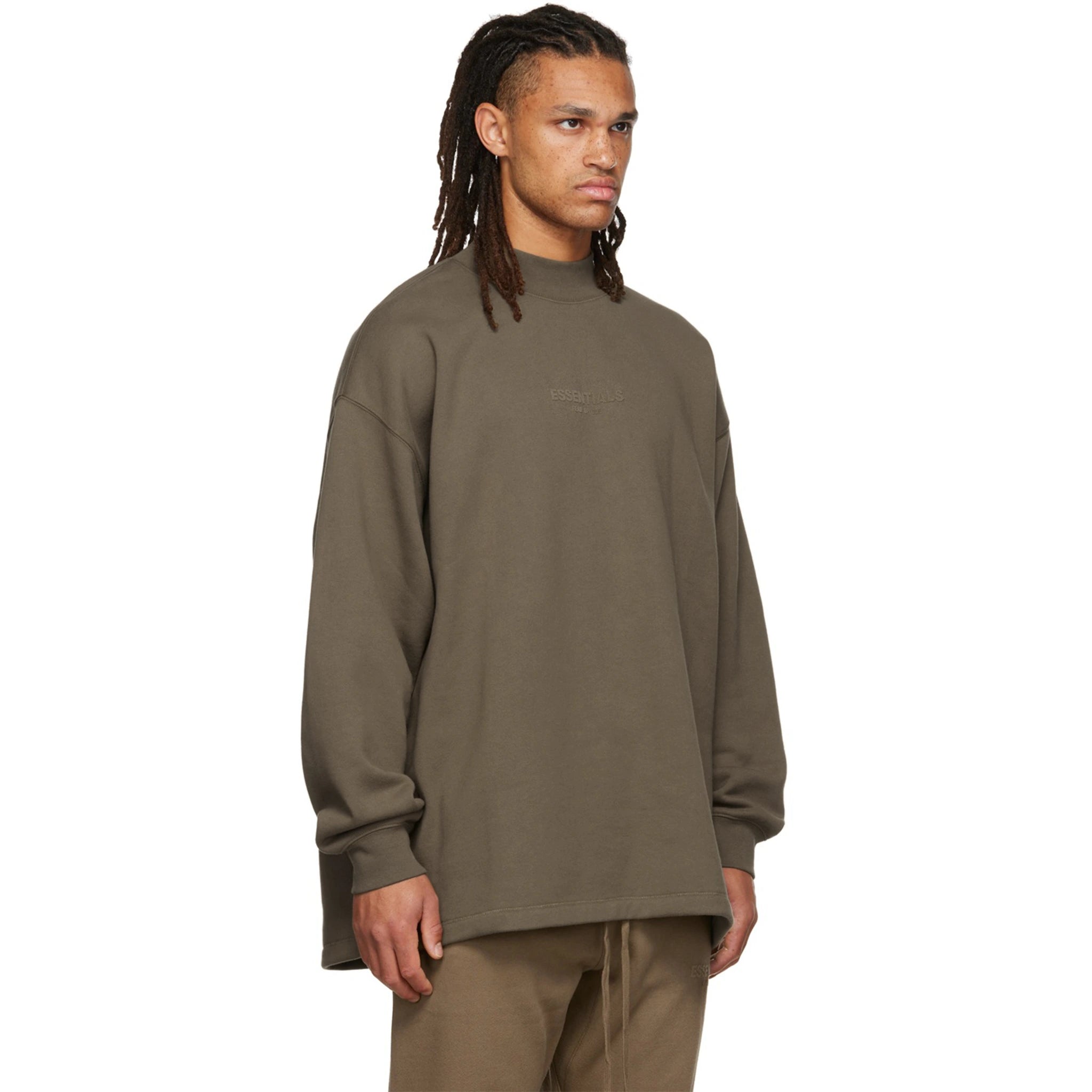 Fear Of God Essentials Relaxed Fit Wood Crewneck Sweatshirt (FW22) - Casual Streetwear for Men, Perfect for Everyday Wear & Layering