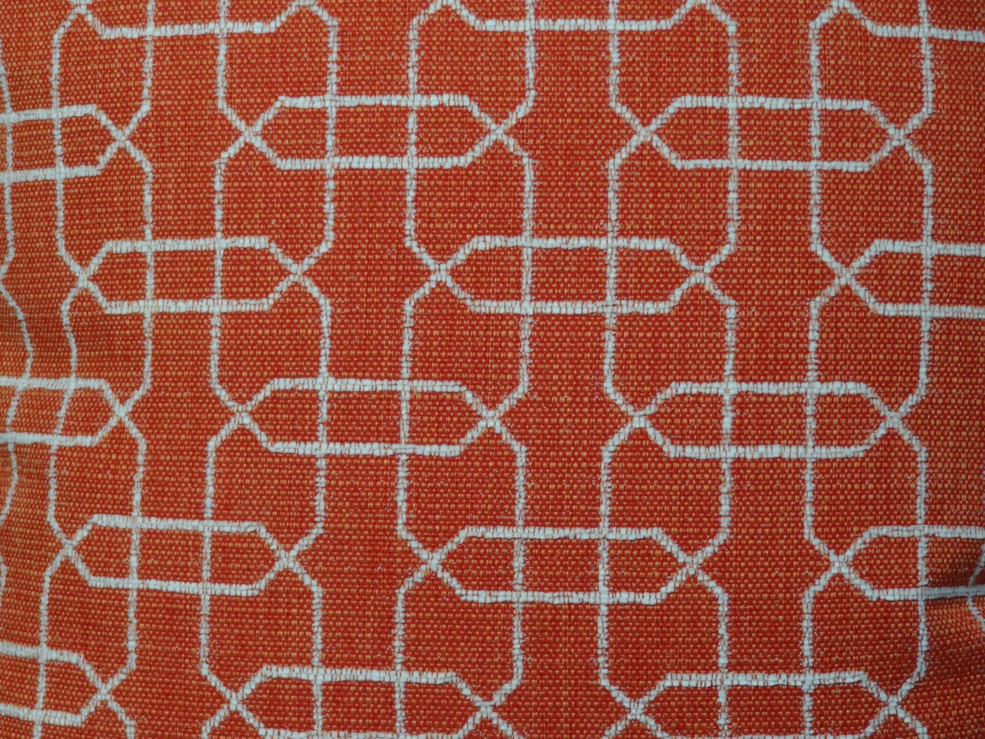 Modern Orange Cream Geometric Trellis Throw Pillow - Designer Decorative Cushion for Sofa, Bed & Living Room - Made in USA - Home Decor Accent for Contemporary Interiors