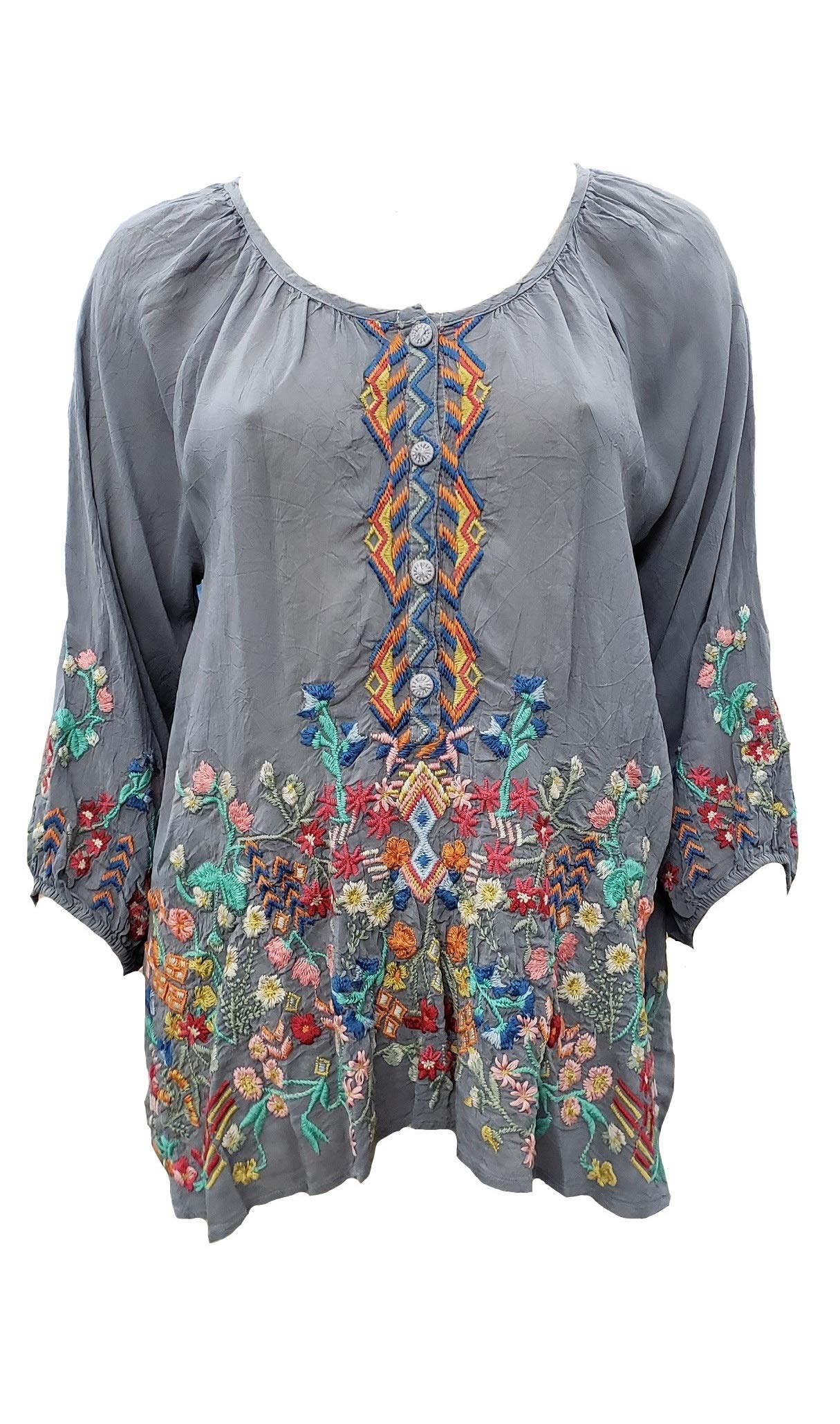 Johnny Was Women's Bohemian Floral Print Blouse - Elegant & Comfortable Top for Casual Wear, Office & Date Night