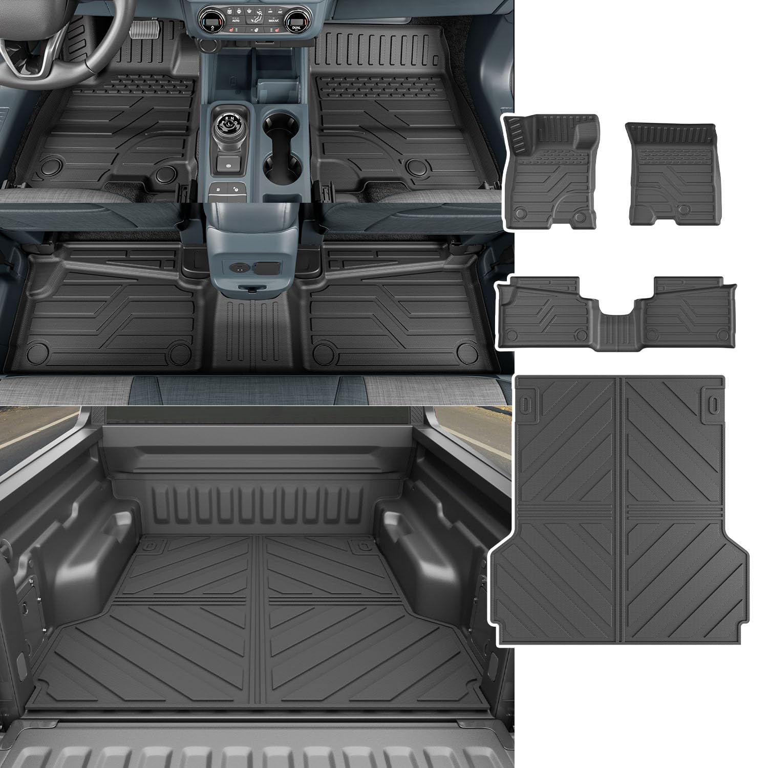 2022-2025 Ford Maverick Hybrid Floor Mat & Bed Mat Set - TPE Truck Liner Accessories | All-Weather Protection for Pickup Truck Bed & Cabin Floor | Perfect for Camping, Work & Outdoor Adventures
