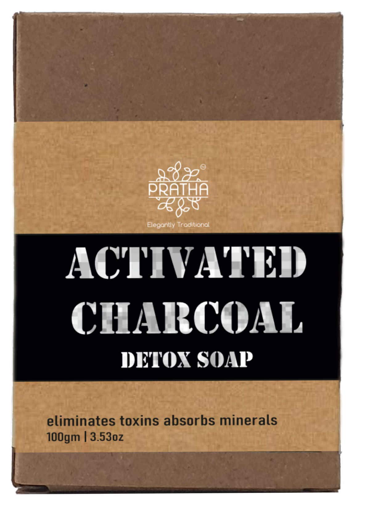 PRATHA Handmade Activated Charcoal Detox Soap - Natural Cold Process Bath Bar for Deep Cleansing & Acne Relief | Perfect for Sensitive Skin & Daily Face & Body Wash