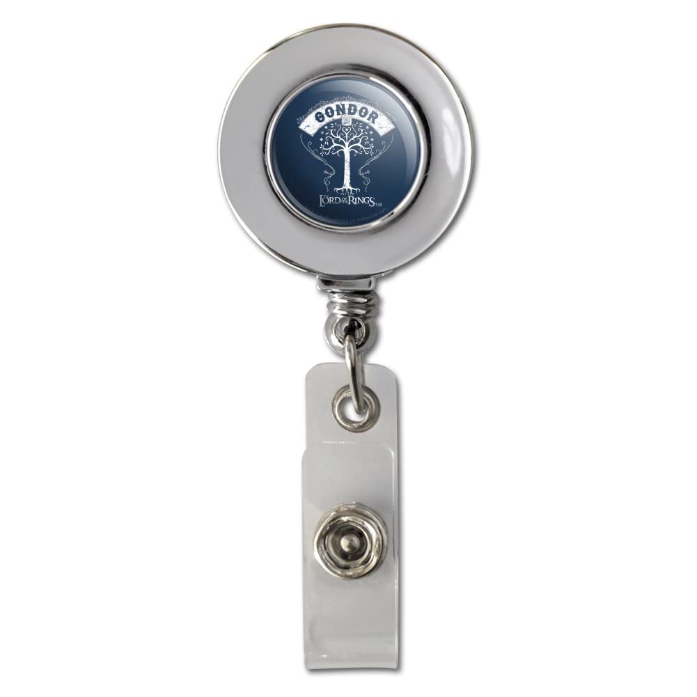 Lord of The Rings Tree of Gondor Retractable Badge Reel - Chrome ID Card Holder Clip for Work, Conventions & Cosplay - Perfect for Nurses, Teachers & LOTR Fans