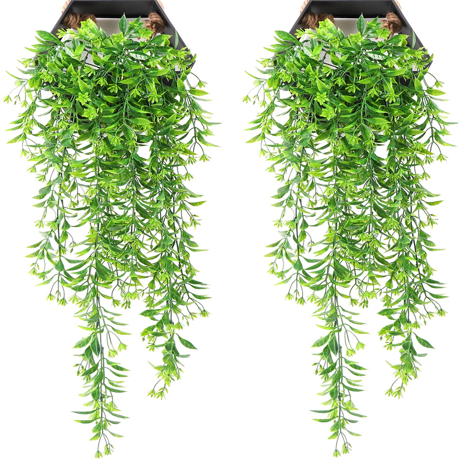 4 Pack Artificial Ivy Vine Hanging Plants - Fake Green Leaves & Flowers for Wall Decor, Indoor Bedroom, Outdoor Garden, Window Box, Party & Wedding DIY Decorations - Perfect for Home, Office, and Event Decor