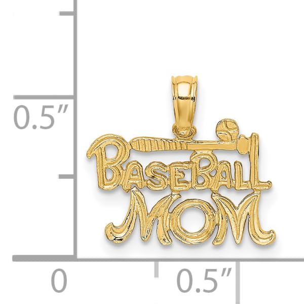 14K Solid Yellow Gold Baseball Mom Necklace - Personalized Softball Charm Pendant for Mothers, Sports Lovers & Team Moms - Perfect Gift for Birthdays, Mother's Day & Game Day