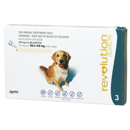 Revolution for Dogs - Flea & Deworming Treatment for Large Dogs 20.1kg to 40kg | Vet-Recommended Pet Healthcare Solution | Perfect for Home, Travel & Outdoor Protection