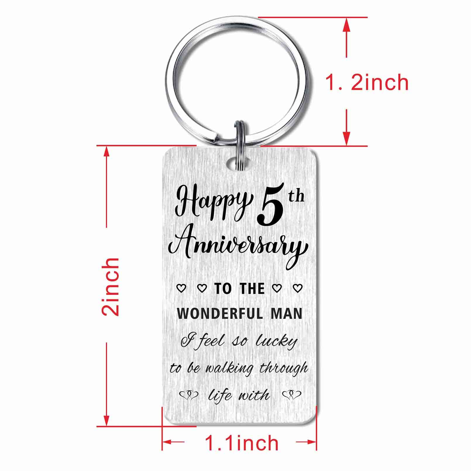 HYHYDHP 5 Year Anniversary Keychain - Engraved Gift for Men, Husband, Boyfriend - Perfect 5th Wedding Anniversary Present for Couples - Ideal for Romantic Gifts, Date Nights & Special Occasions
