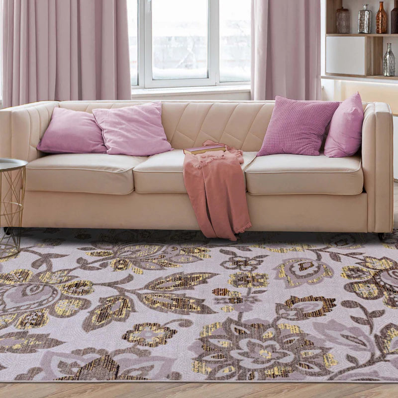 Jezabel Floral Non-Slip Washable Indoor Area Rug - Soft Comfort for Living Room, Bedroom & Nursery | Home Decor Essentials