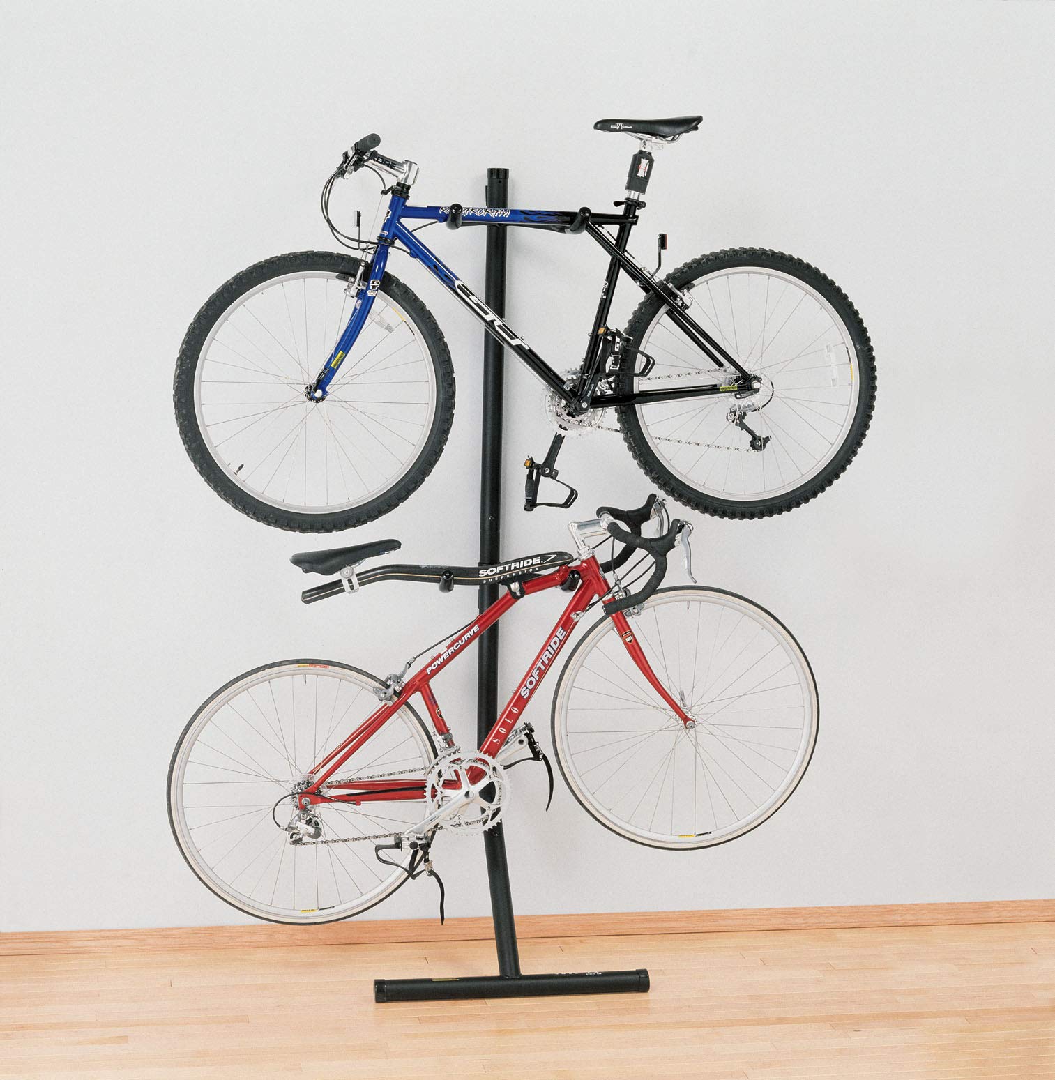 Saris Bike Home Storage Rack - Space Saving In-Home Bicycle Bunk for 2 Bikes - Heavy Duty Wall Mounted Bike Organizer - Perfect for Garage, Apartment & Small Spaces (Black)