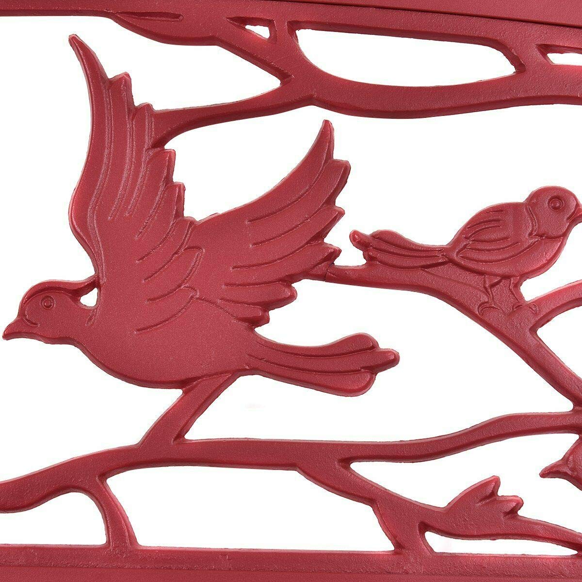 MAREEYA SHOP Cast Iron Garden Bench - Outdoor Patio Furniture for Yard, Park & Porch - Durable Red Metal Chair for Relaxing in Backyard, Garden or Outdoor Spaces