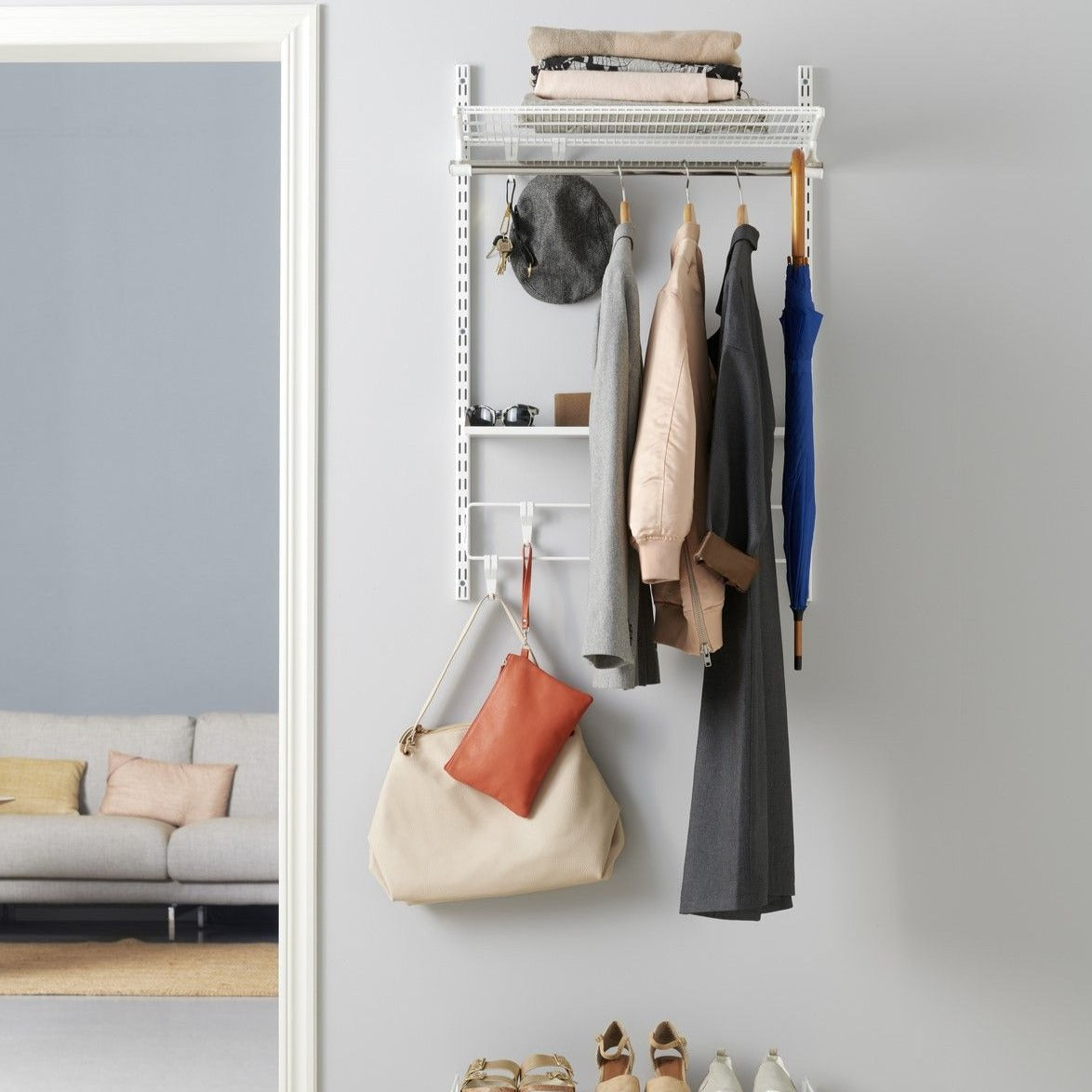 Elfa Mini Wardrobe Bundle 1 - 90cm Closet Organizer System with Shelves & Hanging Rod - Space Saving Storage Solution for Small Bedrooms, Apartments & Dorm Rooms - €357.19