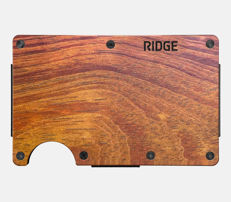 Premium Ridge Wallet with Cash Strap - Genuine Mopane Wood - Slim RFID Blocking Minimalist Wallet for Men - Perfect for Travel, Everyday Carry & Gift Giving