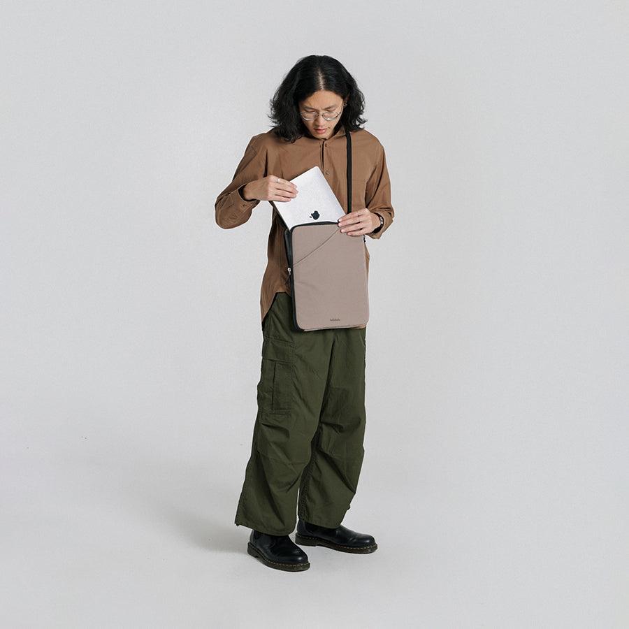 HELLOLULU Eilif 3-Way Sleeve Case for iPhone 16 - Soft Pastel Khaki Protective Cover with Kickstand, Wallet & Grip - Perfect for Work, Travel & Everyday Use