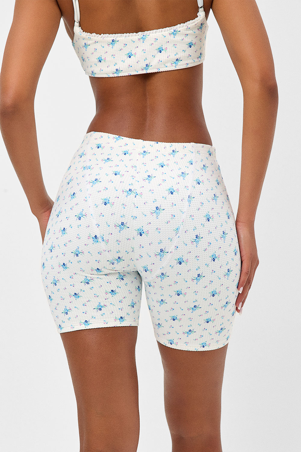 Erin Waffle Biker Shorts - High Waist Workout Shorts for Women | Night Lily Print | Perfect for Cycling, Yoga & Gym