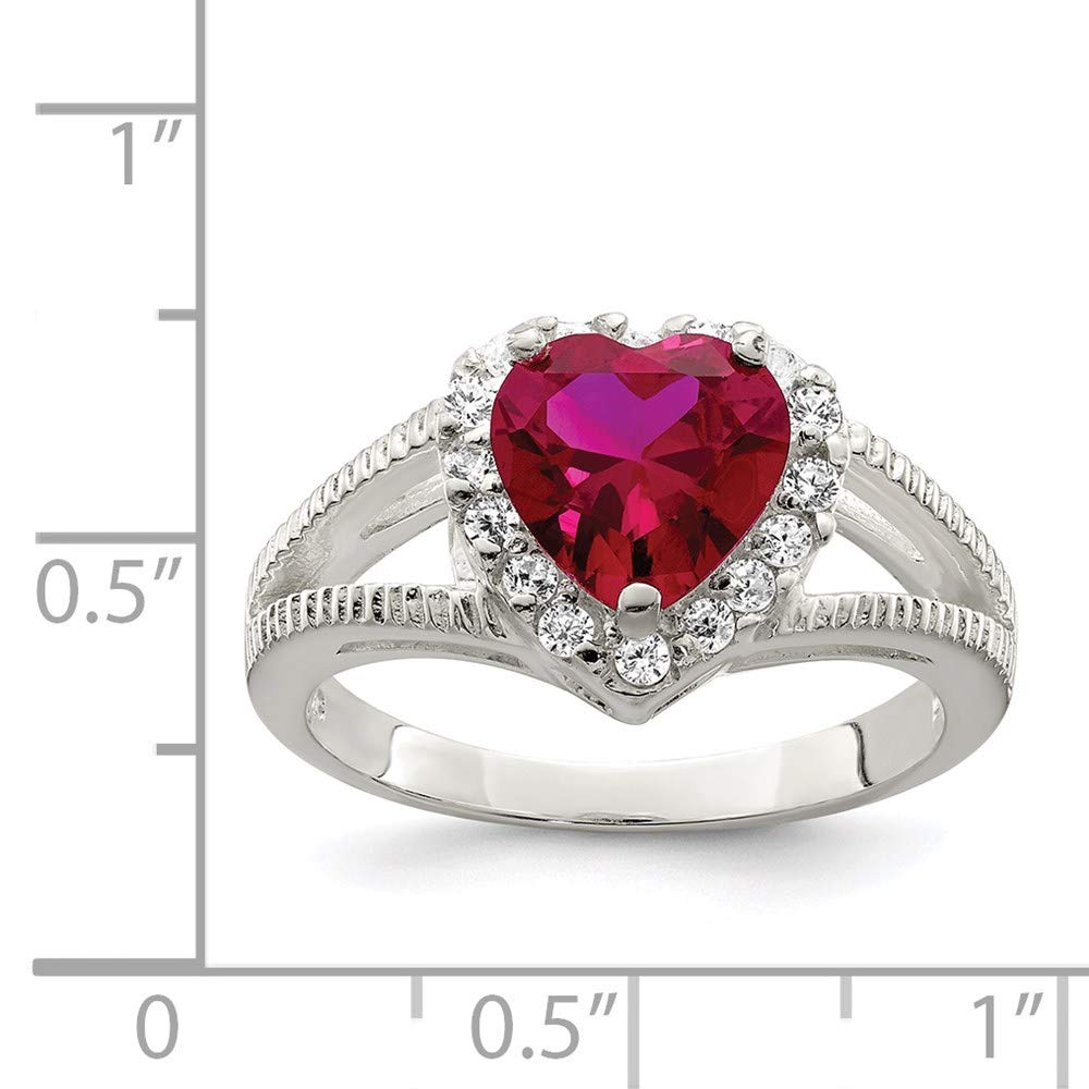925 Sterling Silver Red Cubic Zirconia Heart Ring for Women - Elegant Valentine's Day, Anniversary & Birthday Gift - Perfect for Romantic Occasions & Special Moments