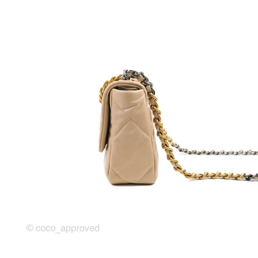 Chanel 19 Small Beige Handbag with Mixed Hardware - Luxury Crossbody Bag for Women, Perfect for Everyday Use & Special Occasions
