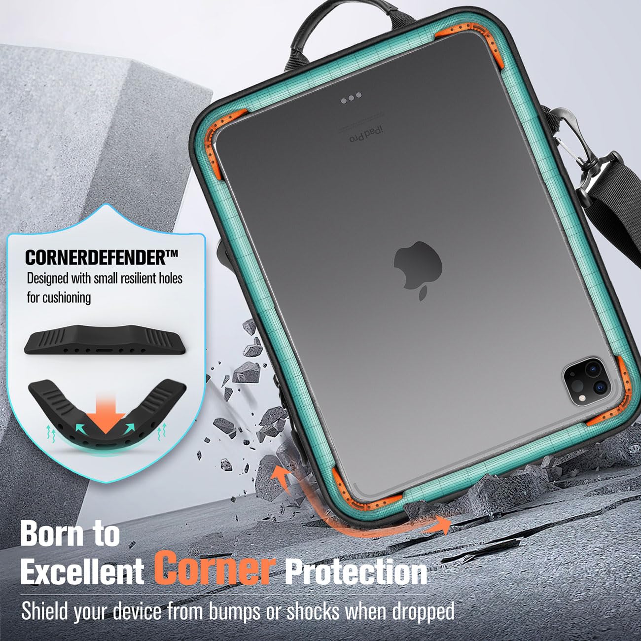 MoKo 12.9 Inch iPad Sleeve Case - 360° Protective Tablet Bag with Shoulder Strap for iPad Pro M4/M2/M1, iPad Air M2 2024, Galaxy Tab S9+/S8+ 12.4 - Perfect for Travel, Office & School Use (Black)