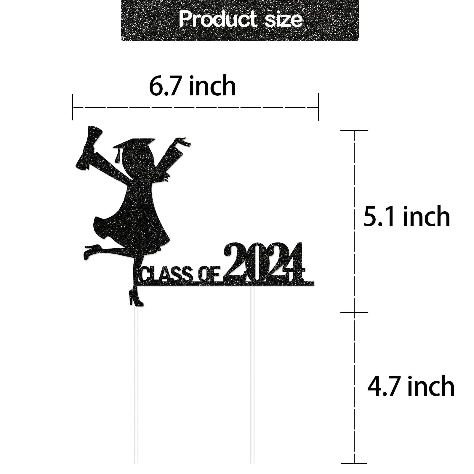 2024 Graduation Cake Topper - Black Girl Grad Decorations, Class of 2024 Cap Topper for Graduation Cakes - Perfect for High School & College Graduation Parties, Ceremonies & Celebrations