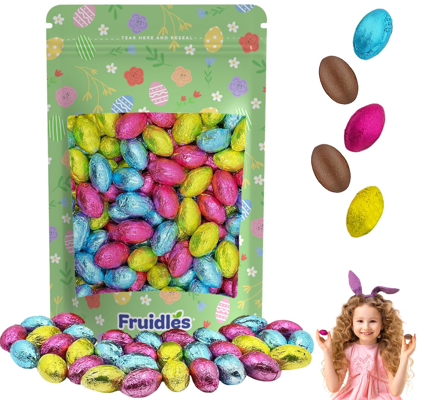 Easter Chocolate Eggs - Multicolored Foil Wrapped Milk Chocolate Treats - Kosher Certified, Half-Pound (Approx. 45 Pieces) - Perfect for Easter Baskets, Party Favors & Holiday Gifting