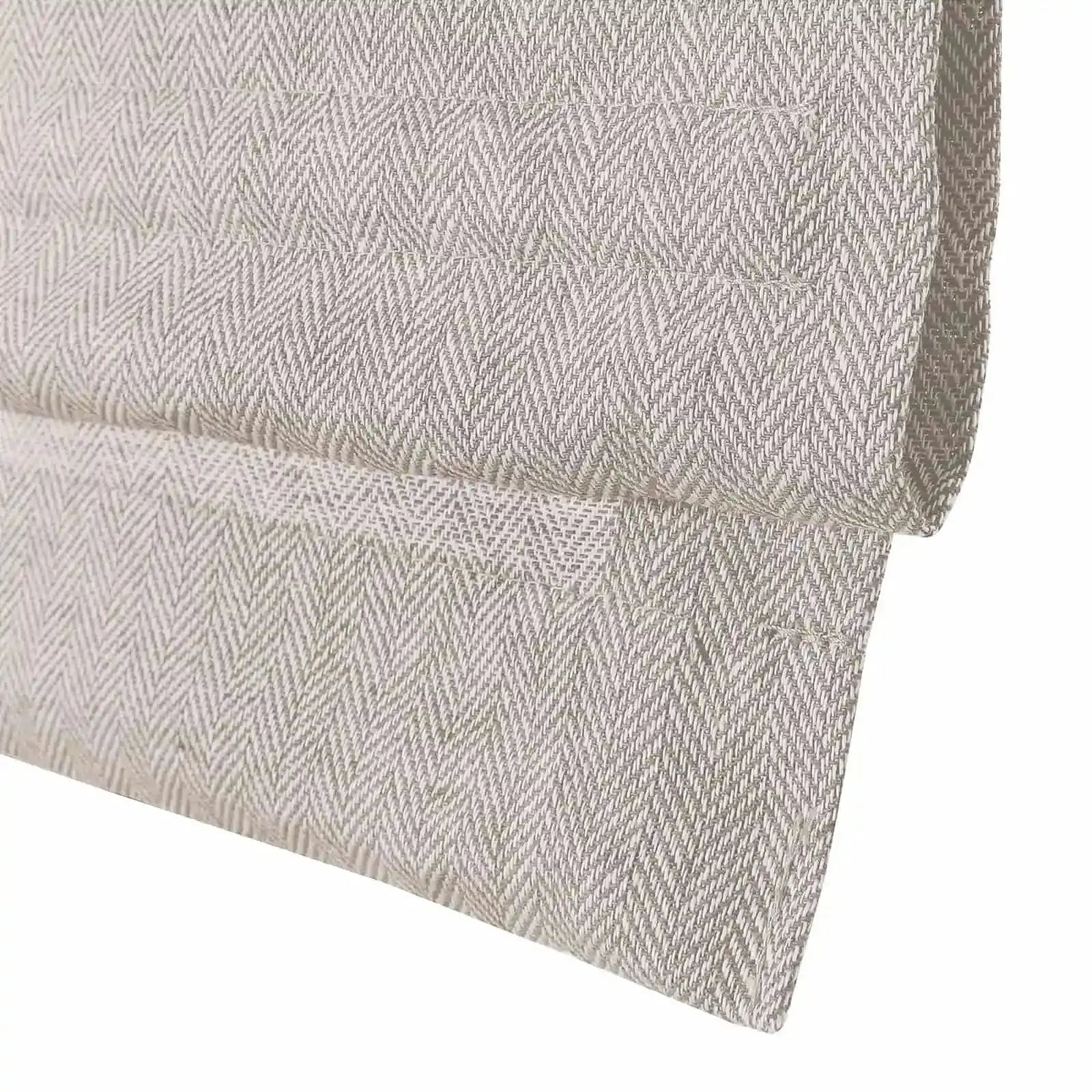Ron Linen Cotton Herringbone Roman Shade - Cordless Window Treatment for Living Room, Bedroom & Office (Blackout/Sheer Options)