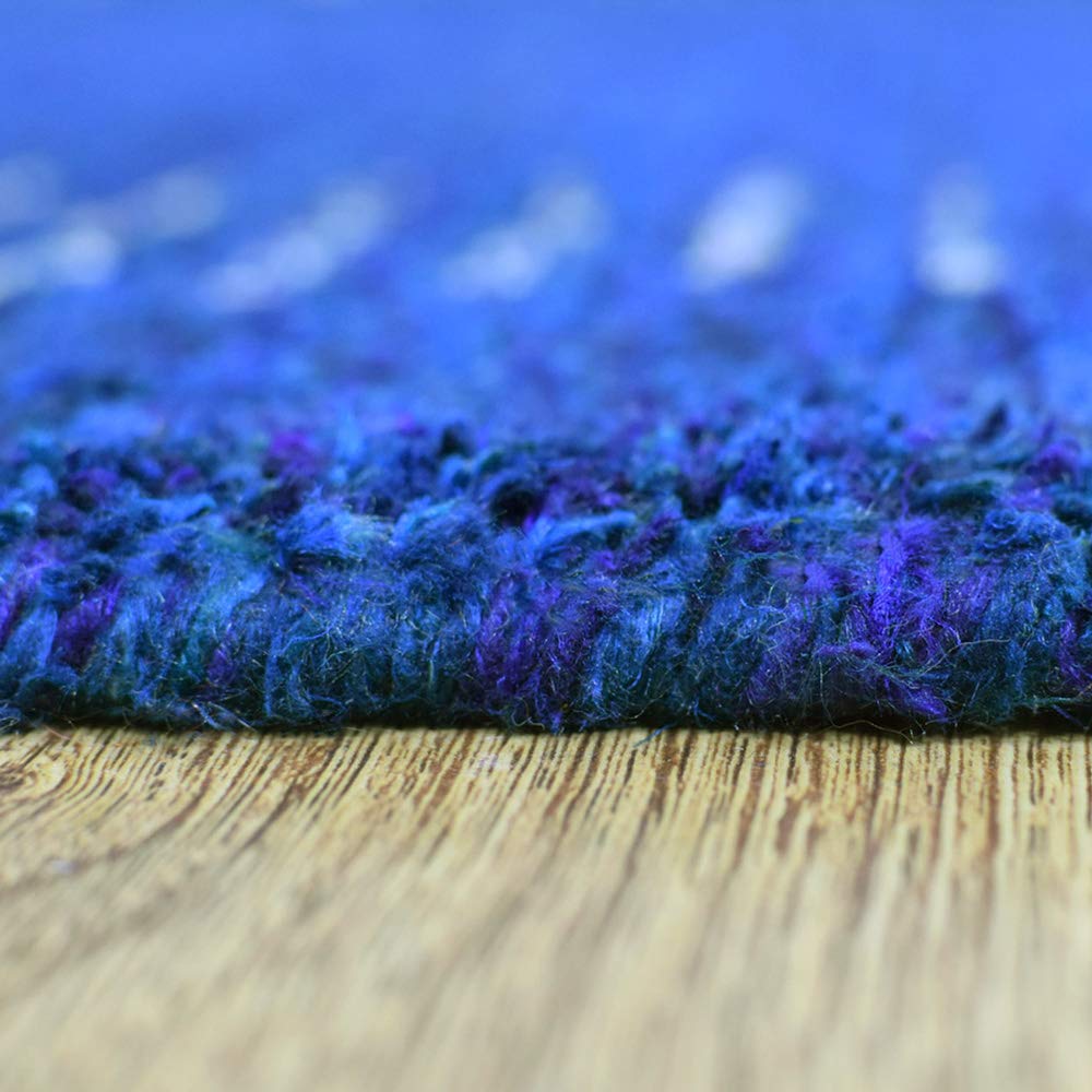 Hand-Knotted 8'x10' Silk Mix Area Rug - Contemporary Blue Design (LSM530) | Perfect for Living Room, Bedroom & Office Decor