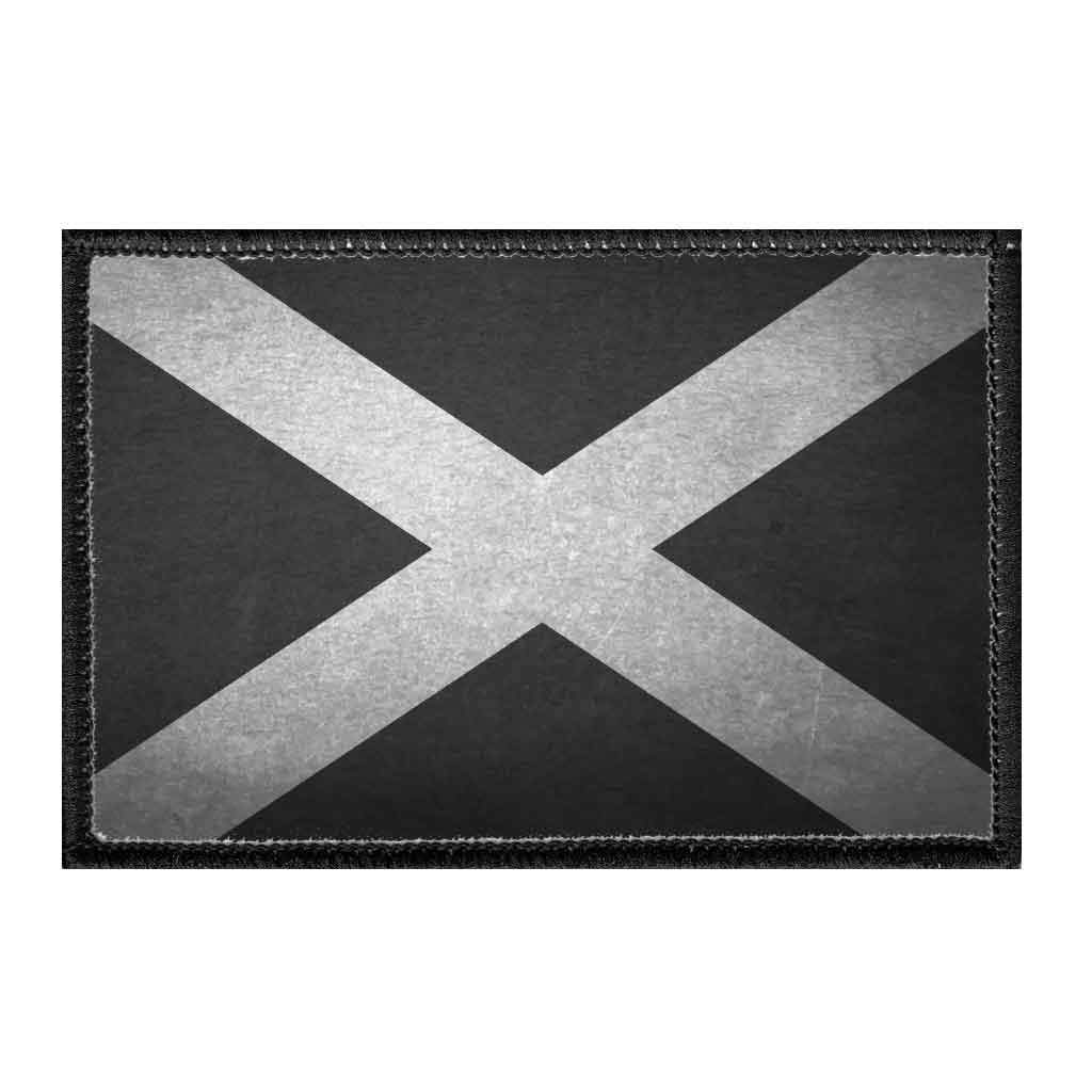 Distressed Black and White Scotland Flag Patch - 2x3 Inch Hook and Loop Backing for Hats, Jeans, Vests & Coats - Perfect for DIY Fashion, Costumes and Patriotic Decor by Pull Patch