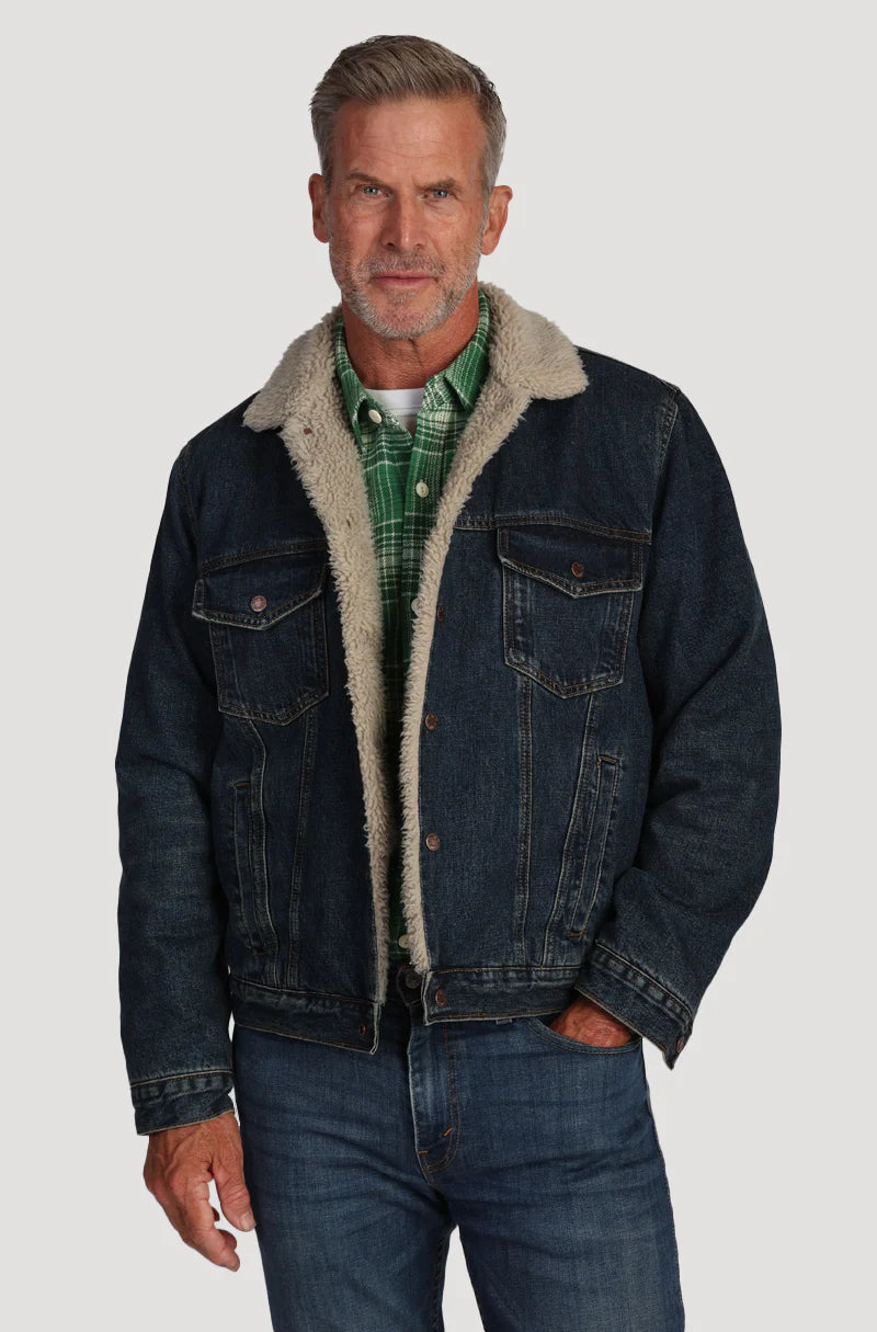 TRUE GRIT DENIM Quilted Sherpa Jacket for Men - Warm Winter Coat with Fleece Lining, Stylish Outdoor Workwear for Hiking, Camping & Casual Wear