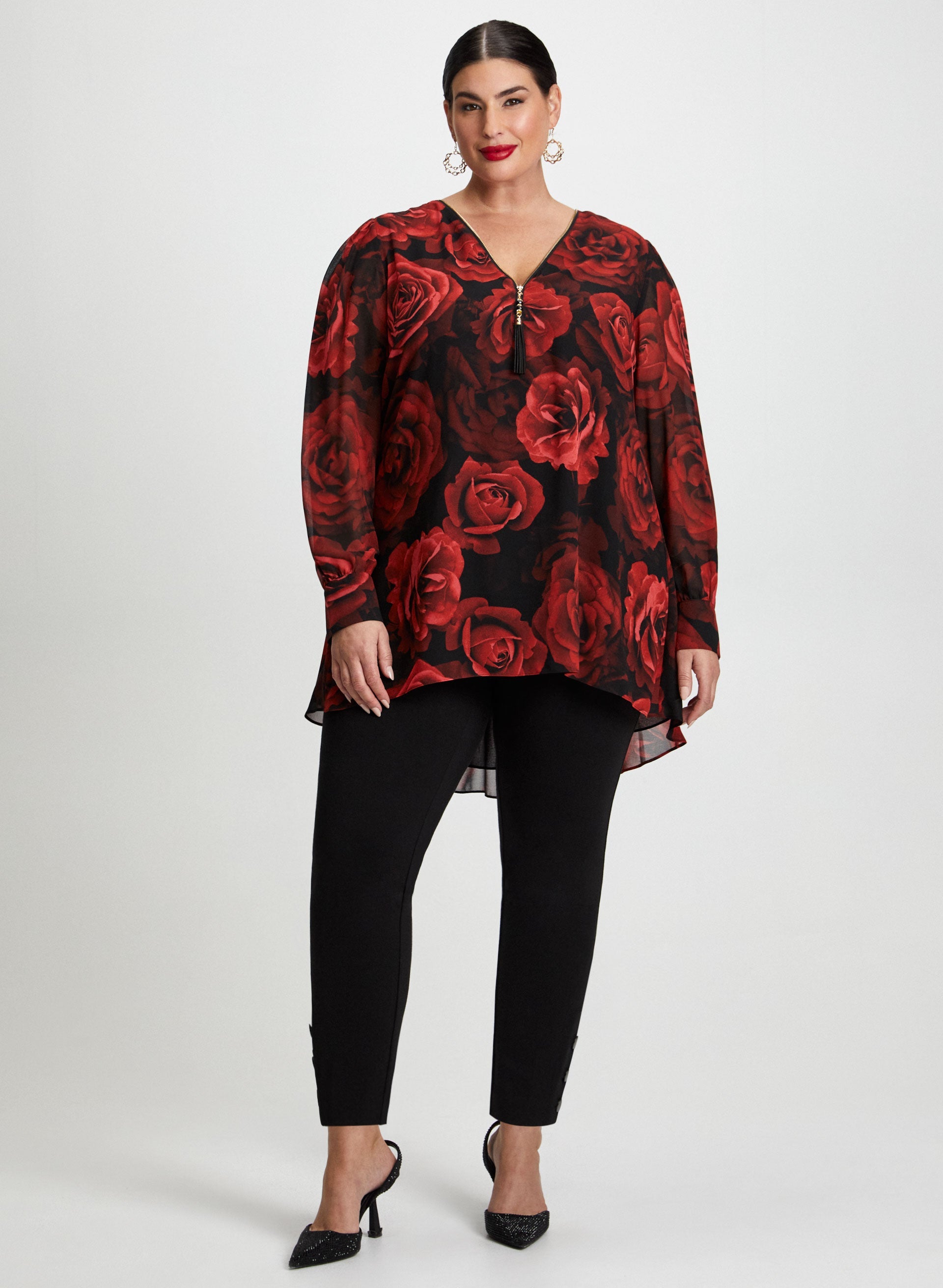 Floral Print Blouse with Straight Leg Pants Set - Women's Elegant Office Wear & Casual Outfit for Work, Date Night, and Spring Occasions
