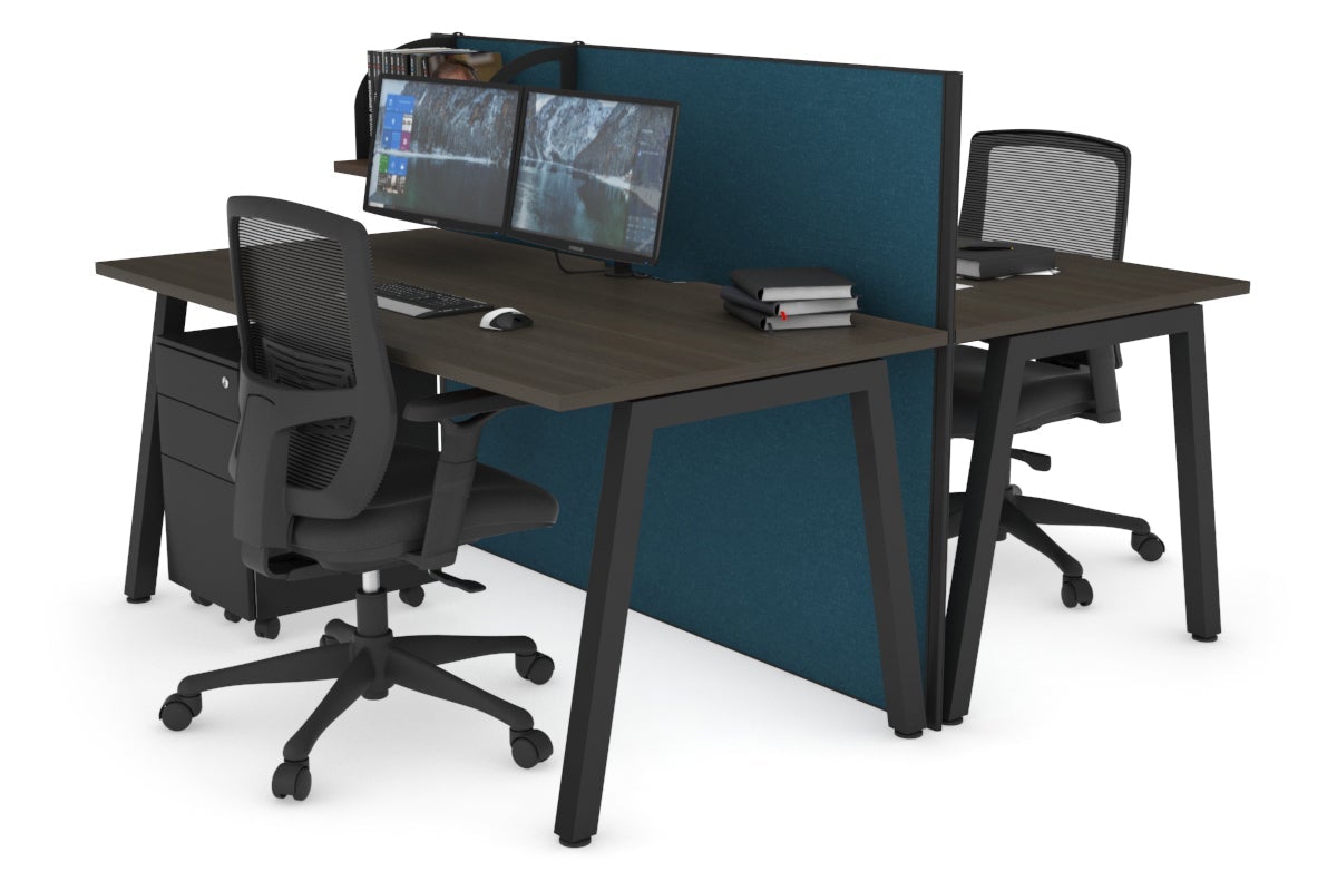 Horizon Quadro 2-Person Office Workstation Bench with A-Legs - 1200L x 800W Dimensions, Cable Management Scallop - Perfect for Shared Workspaces & Collaborative Office Environments
